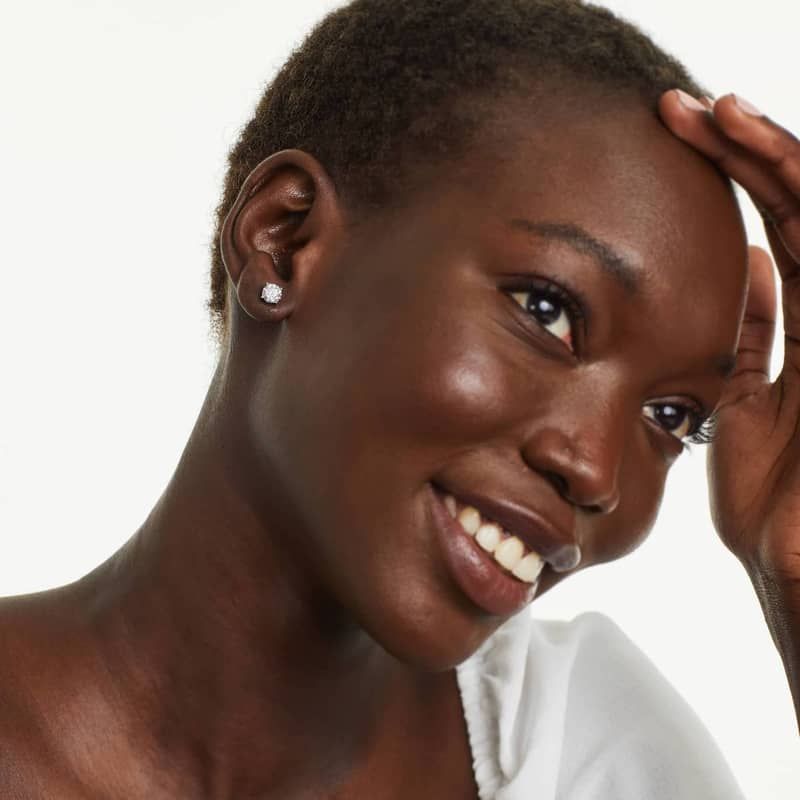 Four Prong 2 CTW Round Lab-Grown Diamond Stud Earrings In 14K White Gold