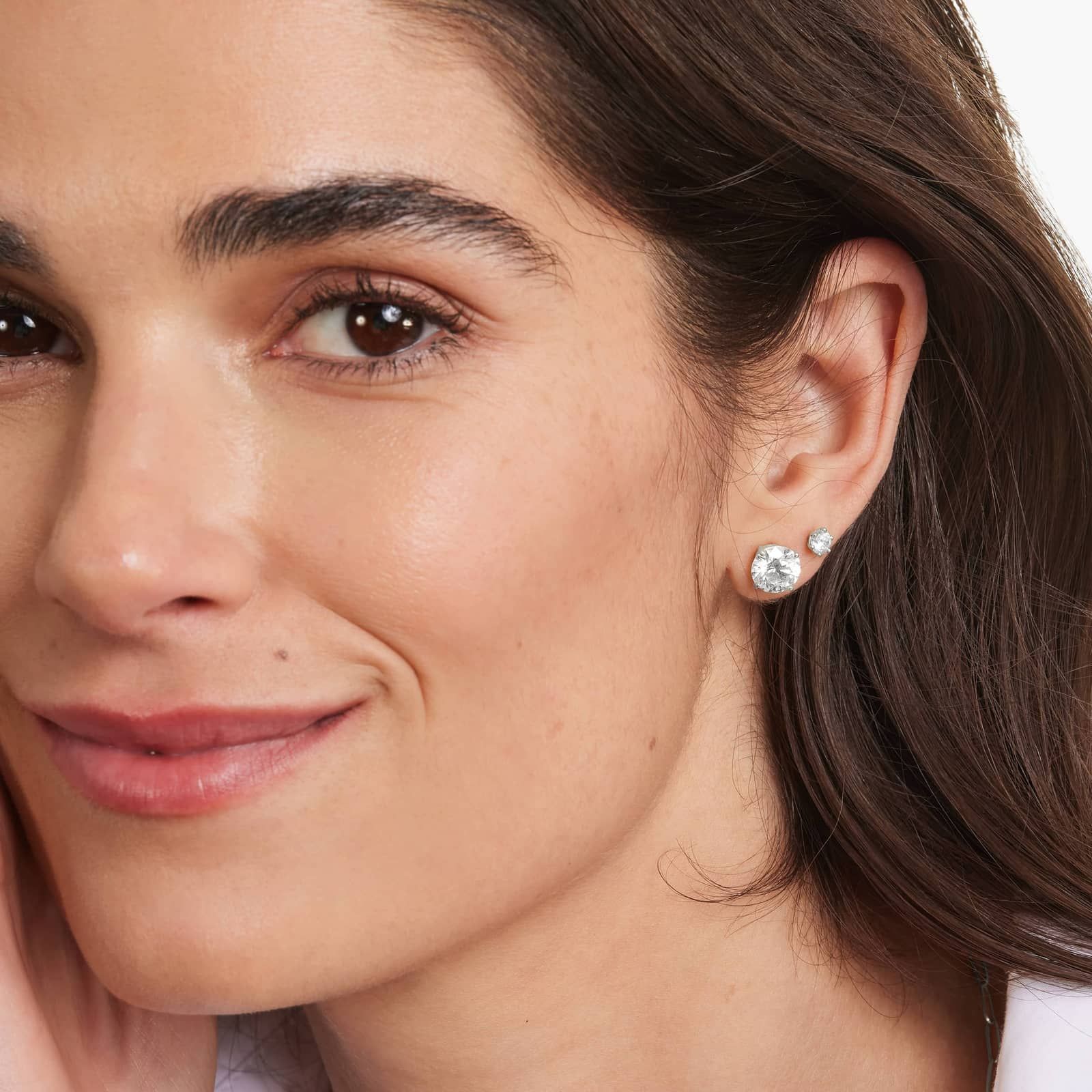 Four Prong 4 CTW Round Lab-Grown Diamond Stud Earrings In 14K White Gold