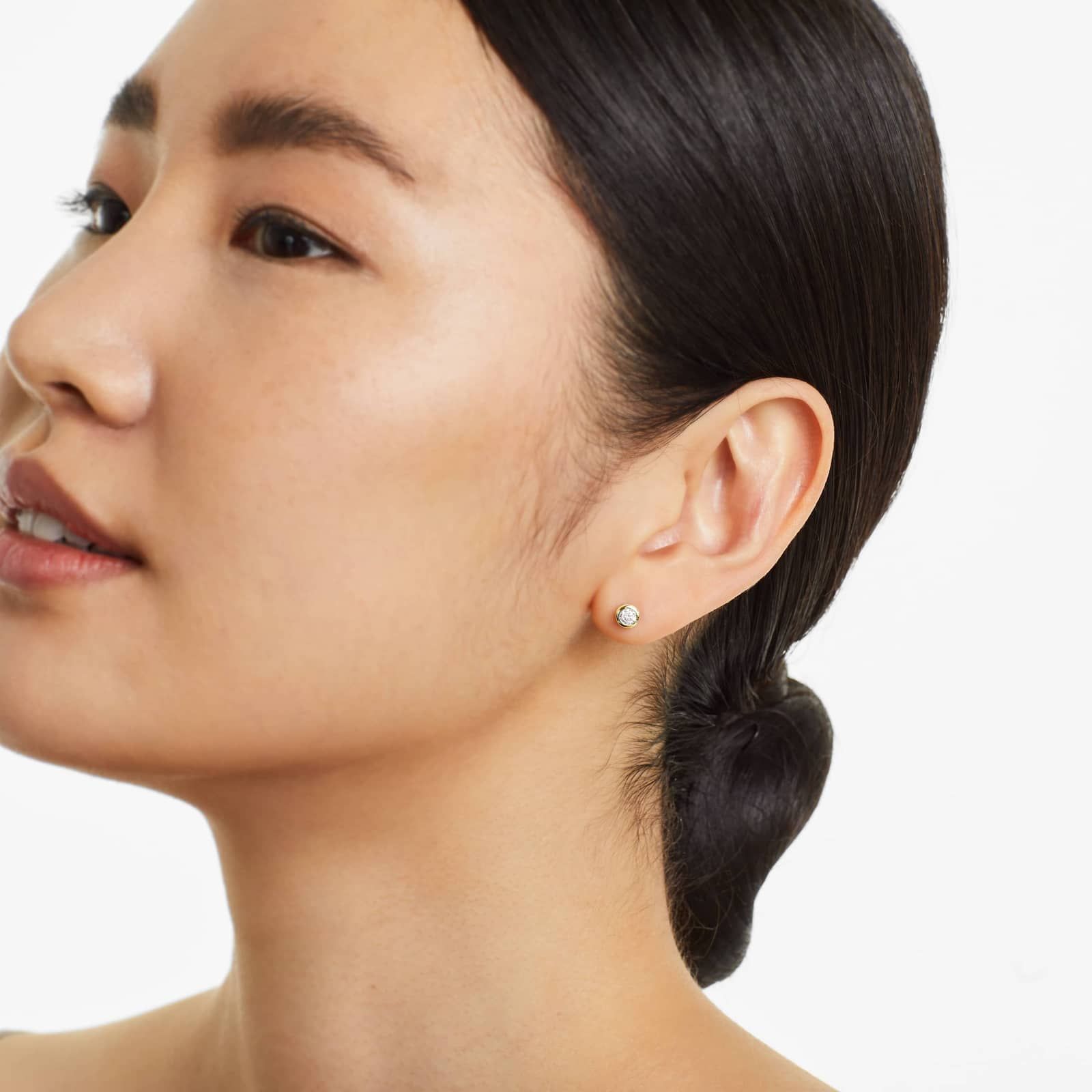 Bezel 0.25 CTW Diamond Stud Earrings In 14K Yellow Gold