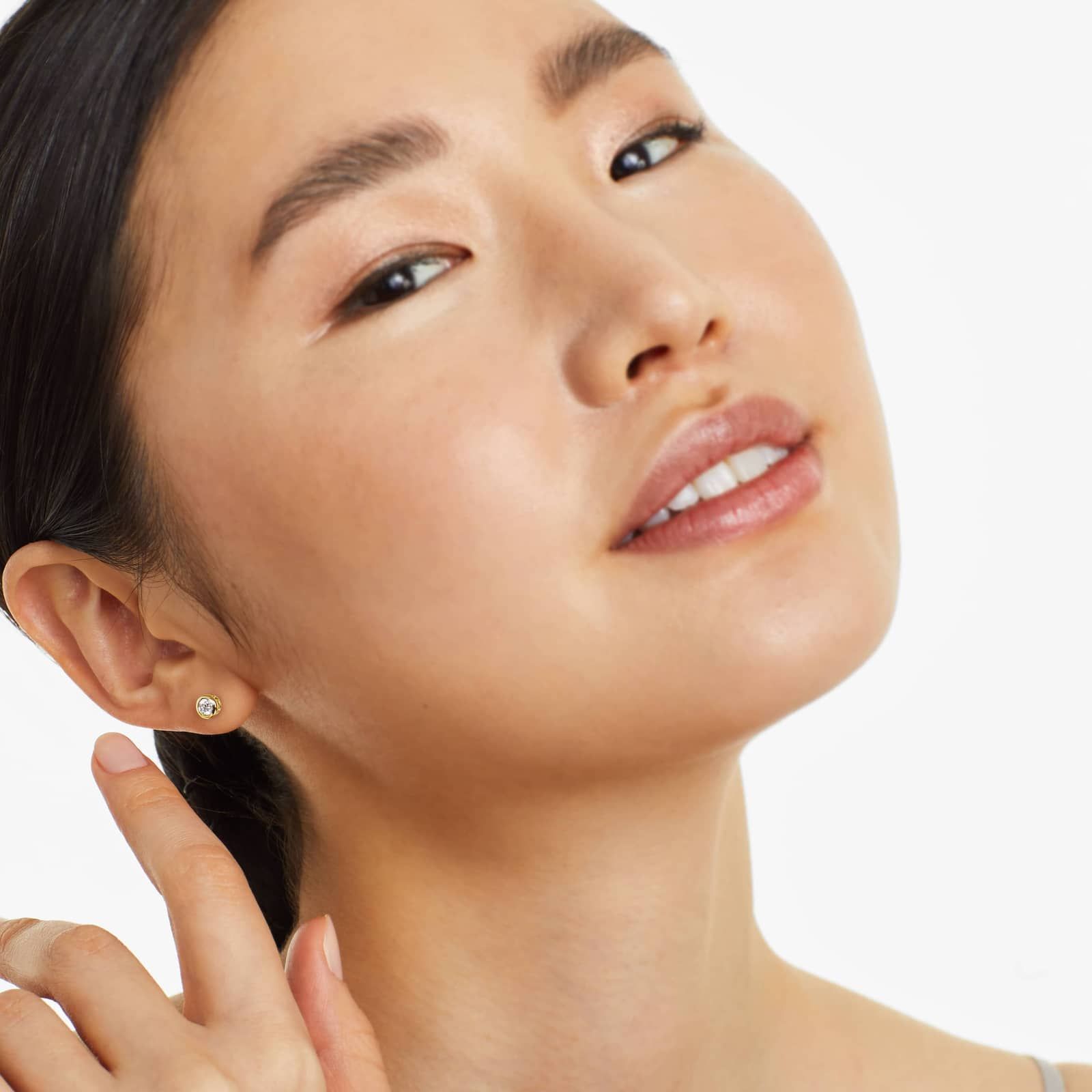 Bezel 0.25 CTW Diamond Stud Earrings In 14K Yellow Gold