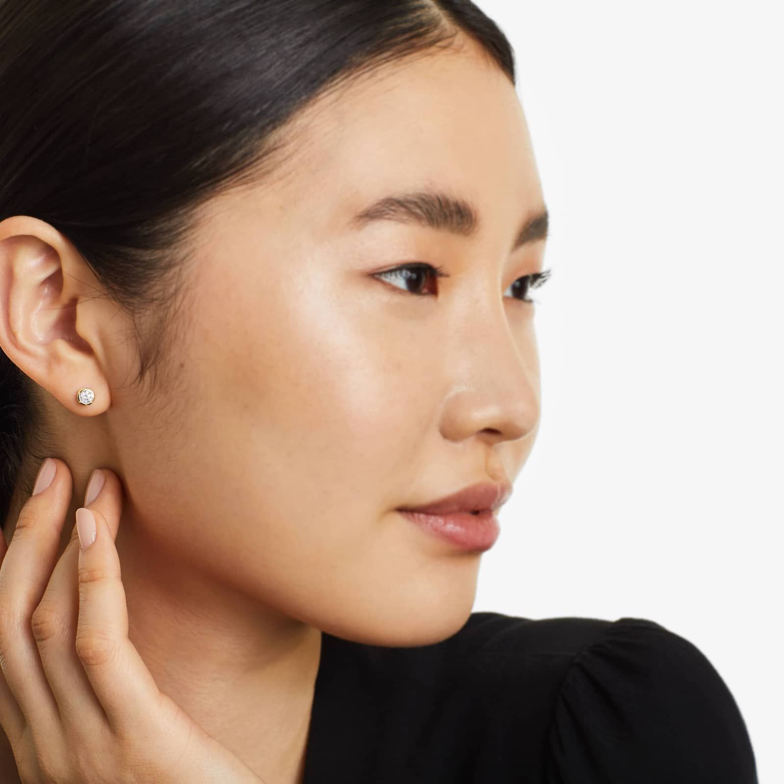 Bezel 0.5 CTW Diamond Stud Earrings In 14K Yellow Gold