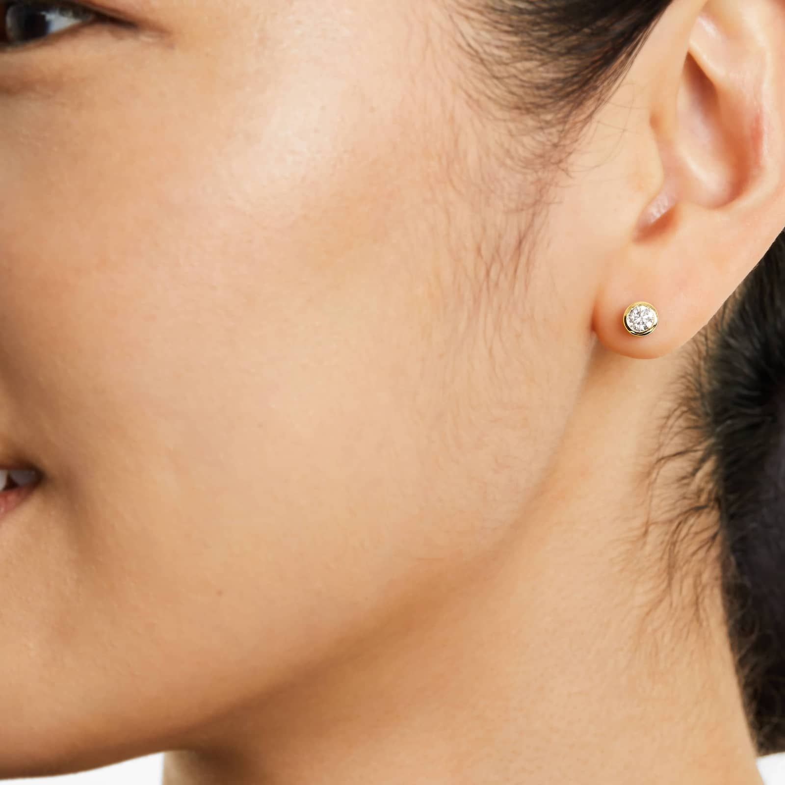 Bezel 0.5 CTW Diamond Stud Earrings In 14K Yellow Gold