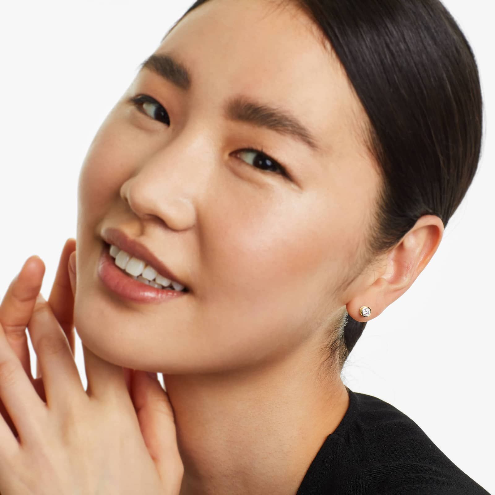 Bezel 0.5 CTW Diamond Stud Earrings In 14K Yellow Gold