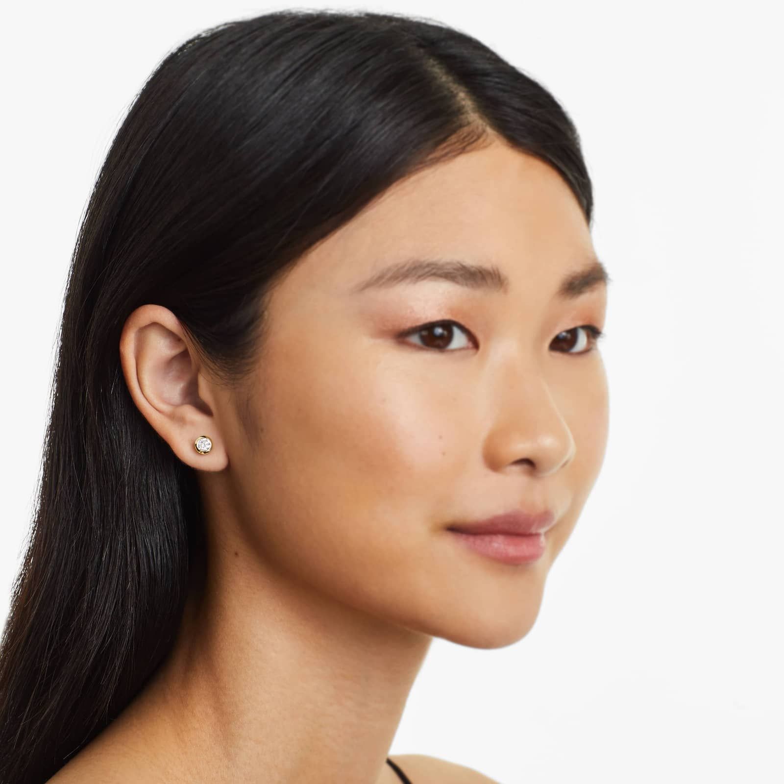 Bezel 0.75 CTW Diamond Stud Earrings In 14K Yellow Gold