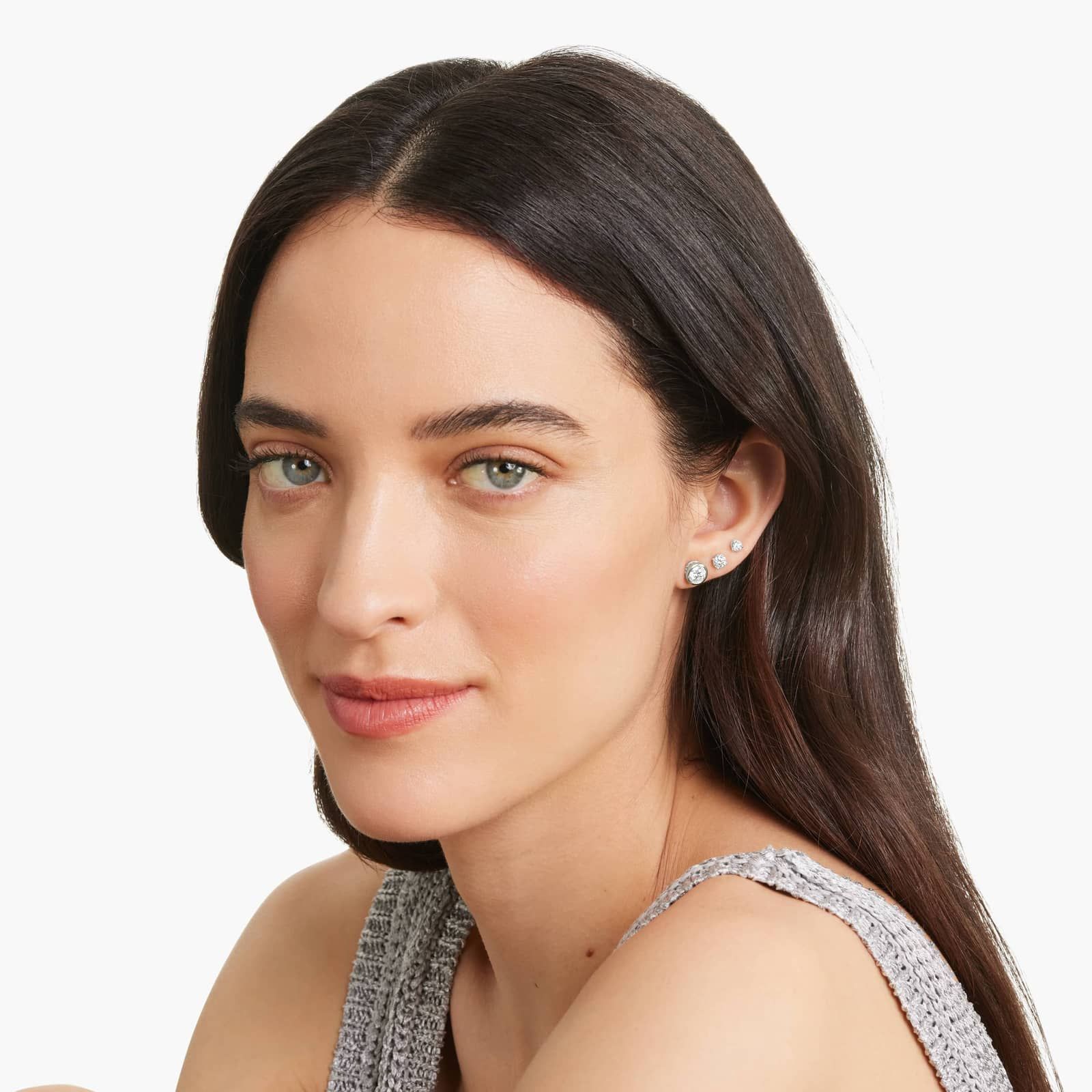 Bezel 1.5 CTW Lab-Grown Diamond Stud Earrings In 14K White Gold