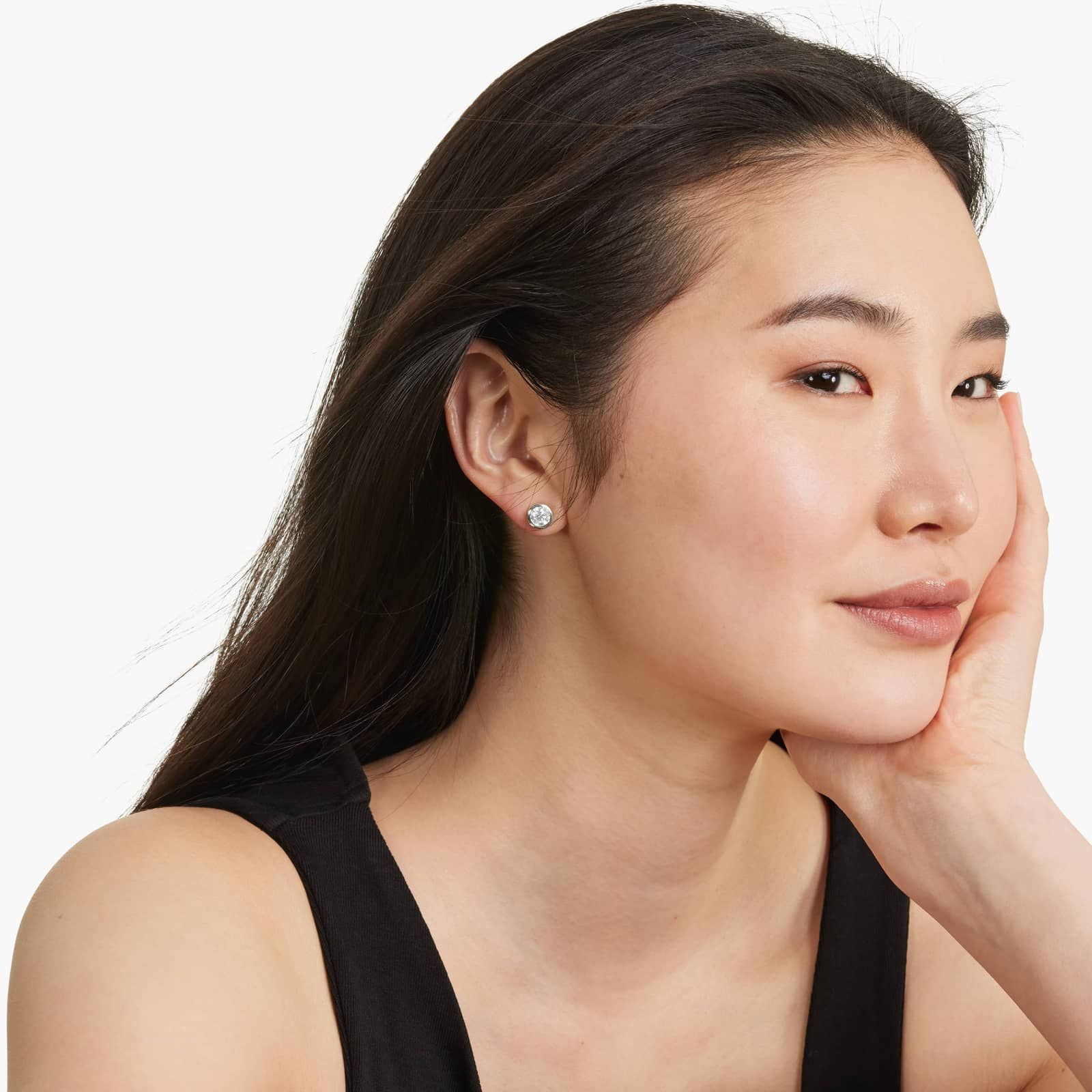 Bezel 2 CTW Lab-Grown Diamond Stud Earrings In 14K White Gold