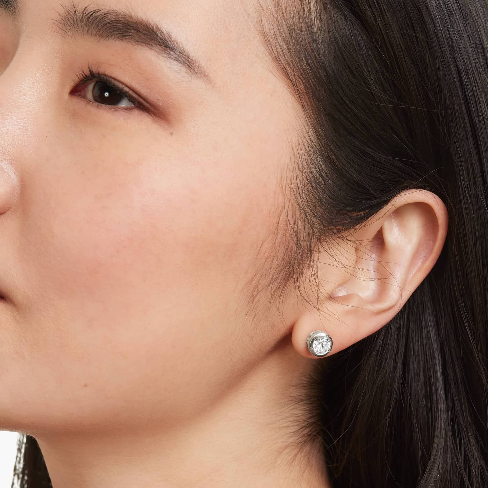 Bezel 2 CTW Lab-Grown Diamond Stud Earrings In 14K White Gold