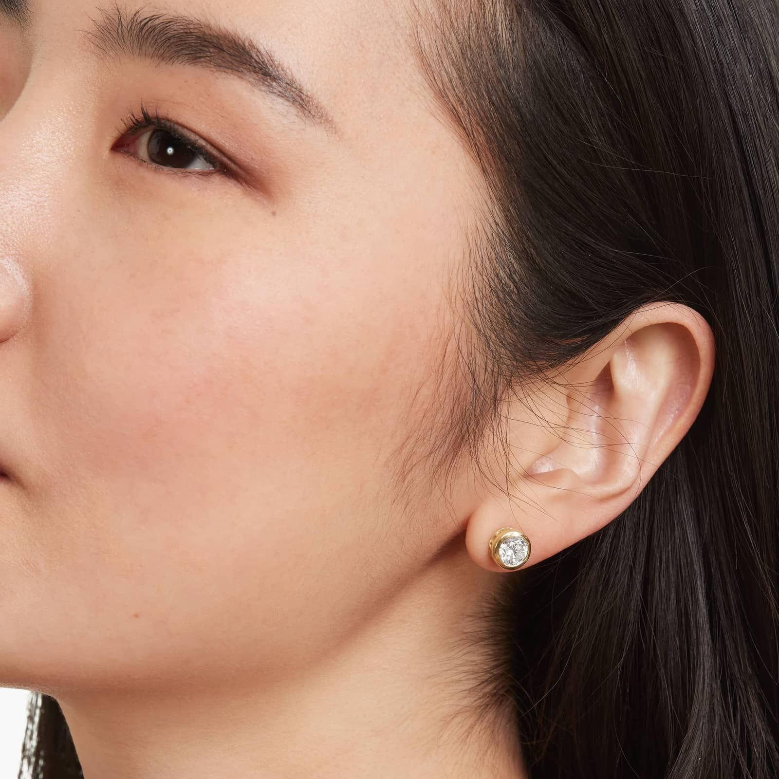 Bezel 2 CTW Lab-Grown Diamond Stud Earrings In 14K Yellow Gold