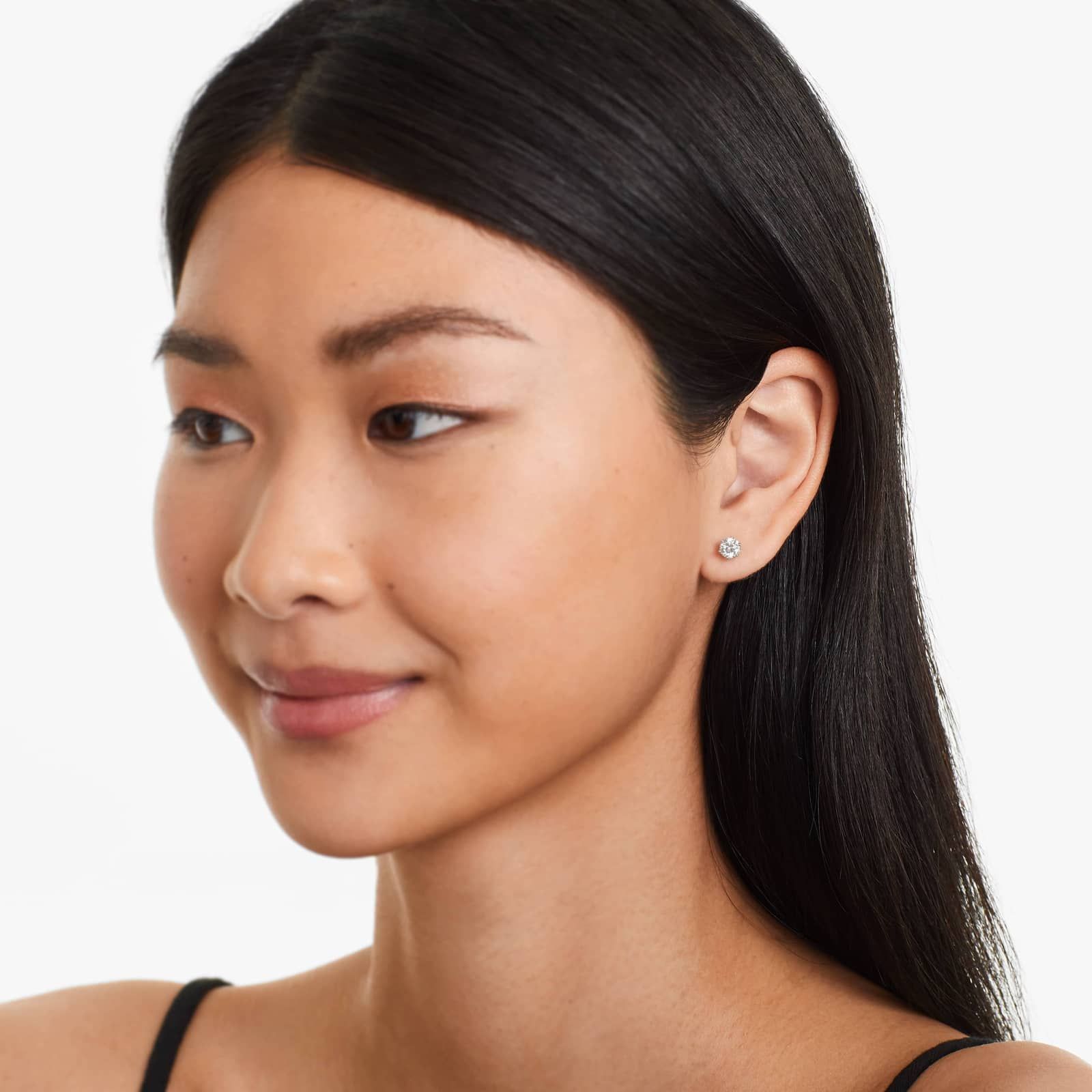 Scallop Basket 1 CTW Lab-Grown Diamond Stud Earrings In 14K White Gold