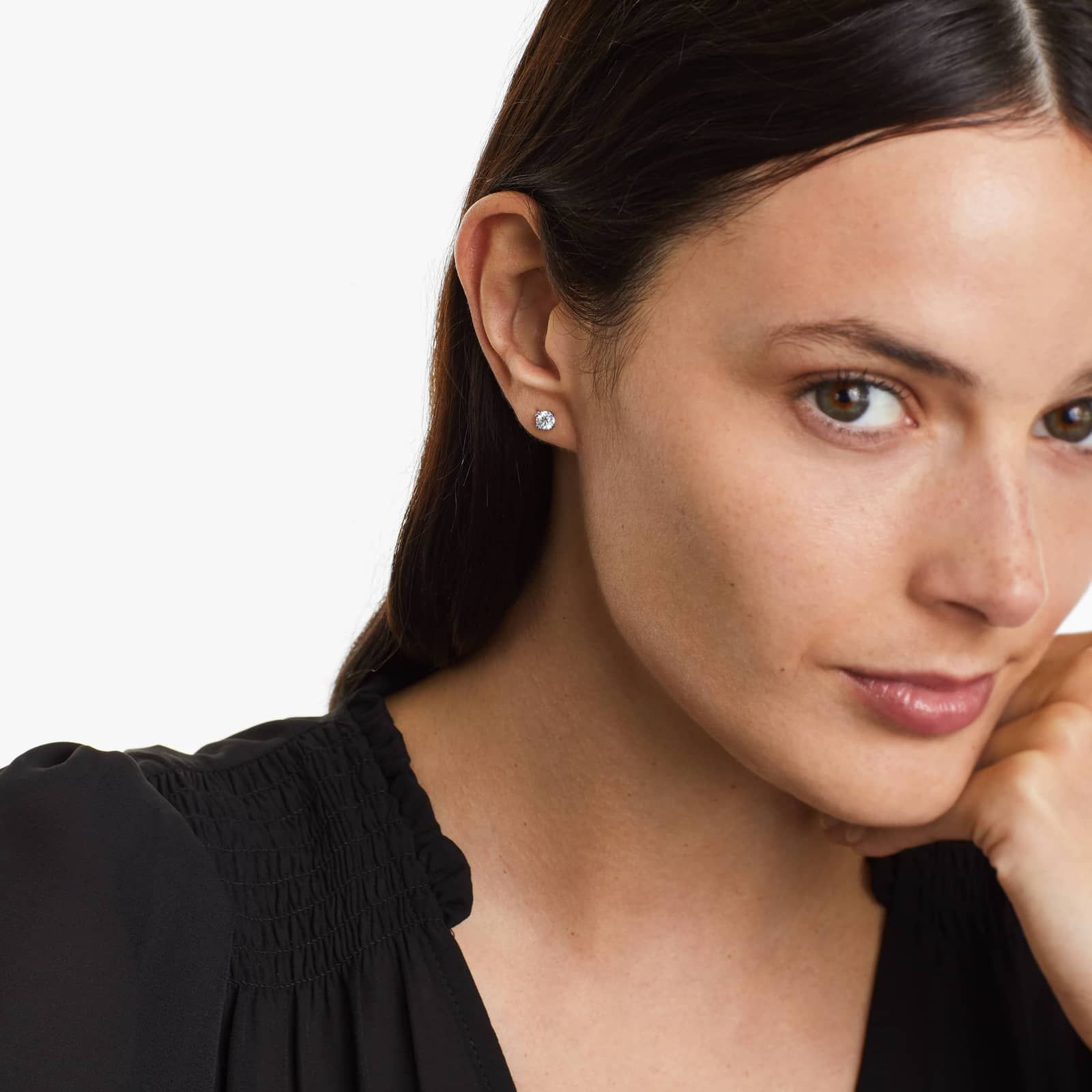 Double Prong 0.75 CTW Diamond Stud Earrings In Platinum