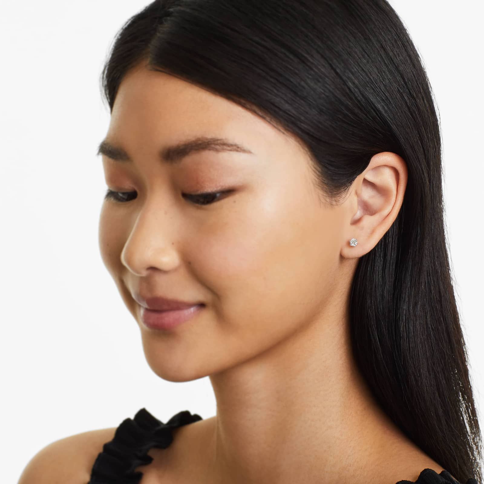 Six Prong 0.5 CTW Lab-Grown Diamond Stud Earrings In 14K White Gold