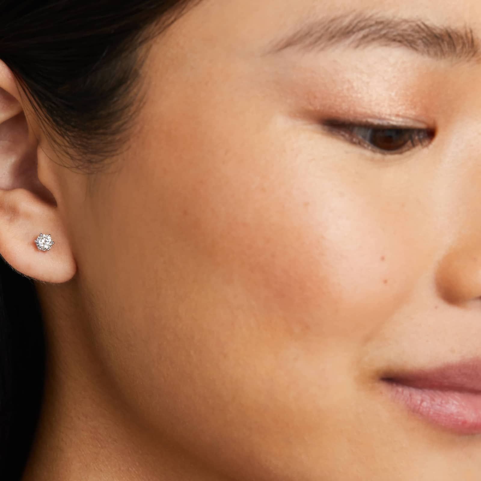 Six Prong 0.5 CTW Lab-Grown Diamond Stud Earrings In 14K White Gold