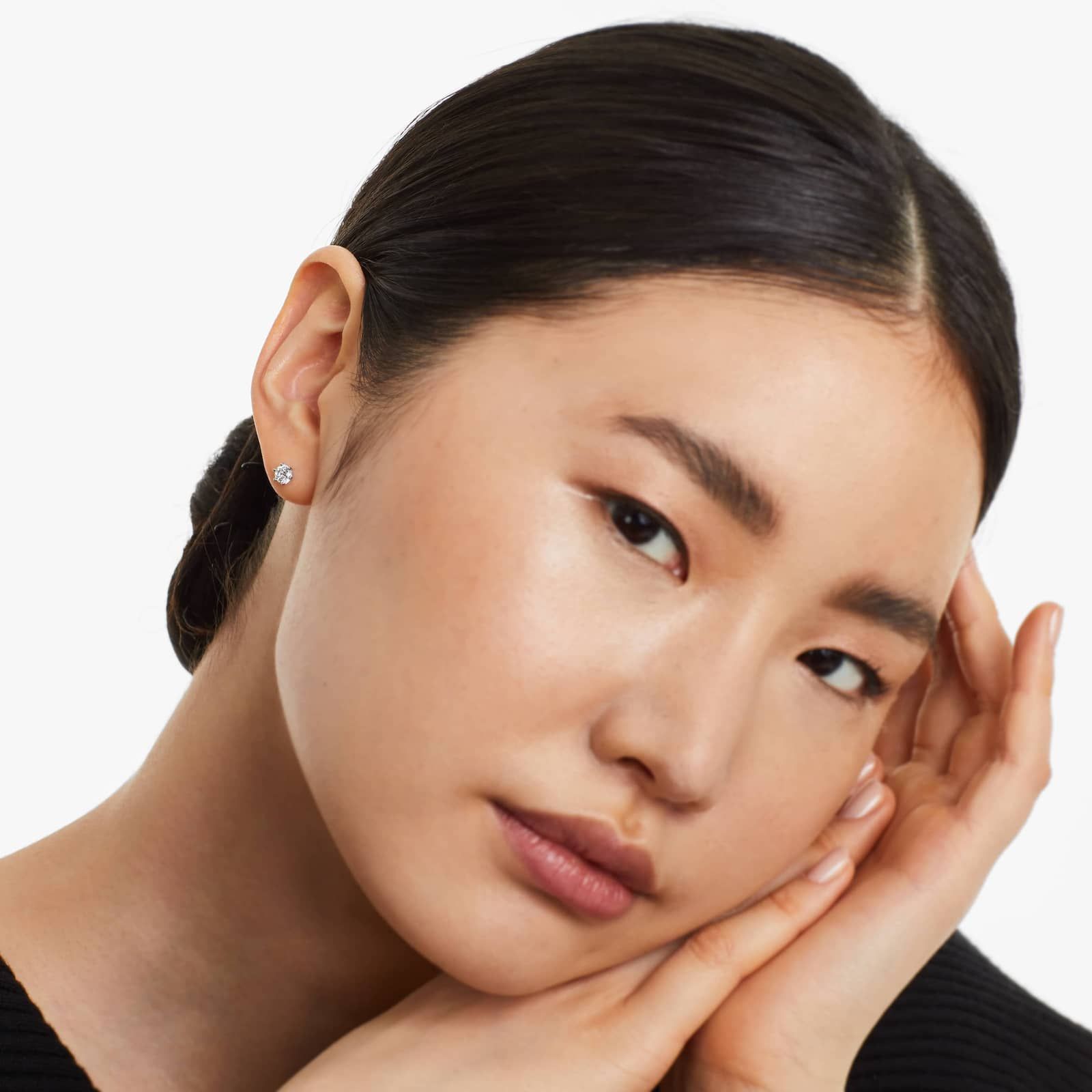 Six Prong 0.75 CTW Lab-Grown Diamond Stud Earrings In 14K White Gold