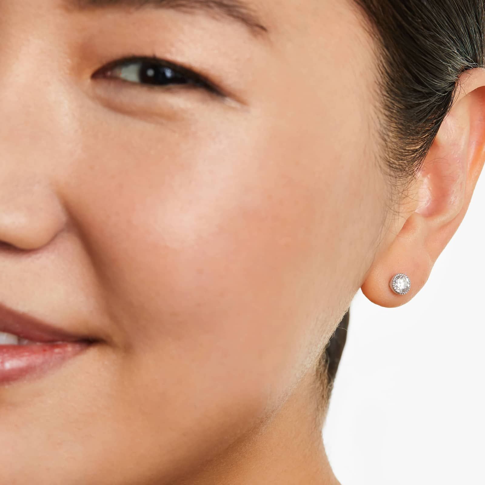 Milgrain Bezel 0.75 CTW Lab-Grown Diamond Stud Earrings In 14K White Gold