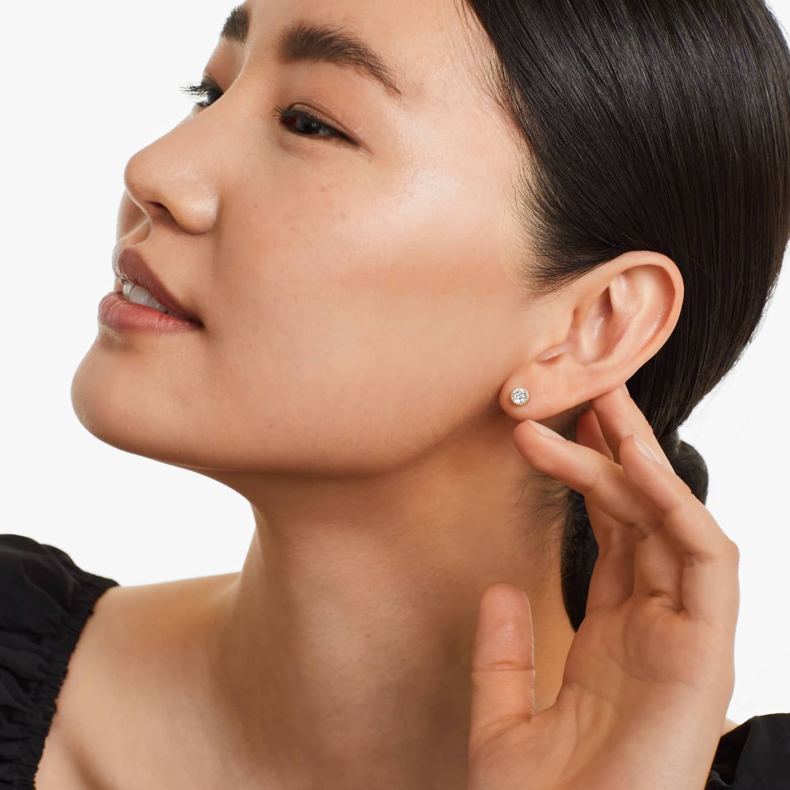 Milgrain Bezel 0.75 CTW Lab-Grown Diamond Stud Earrings In 14K Yellow Gold