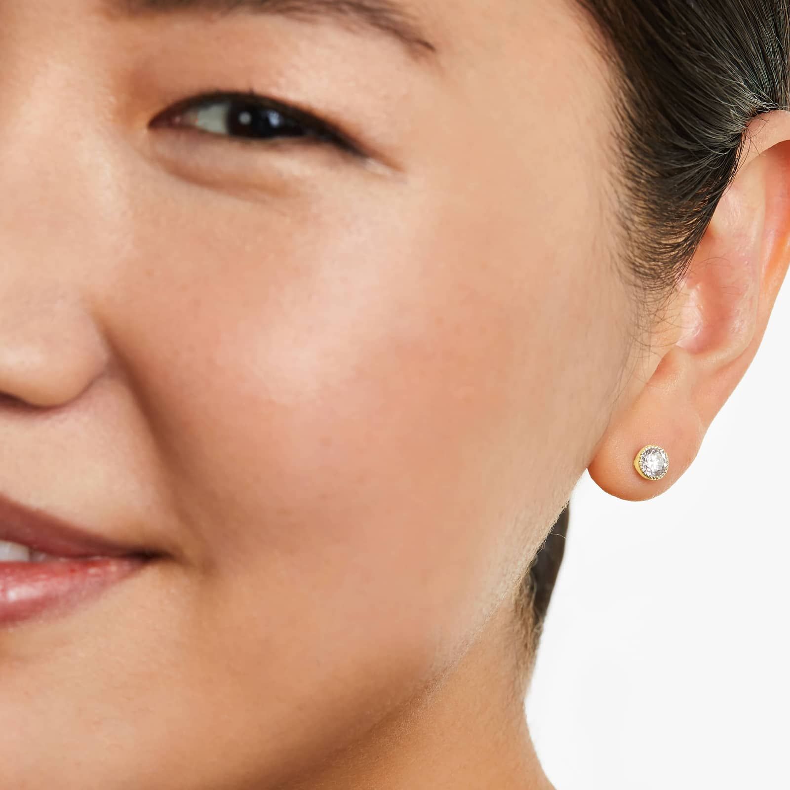 Milgrain Bezel 0.75 CTW Lab-Grown Diamond Stud Earrings In 14K Yellow Gold