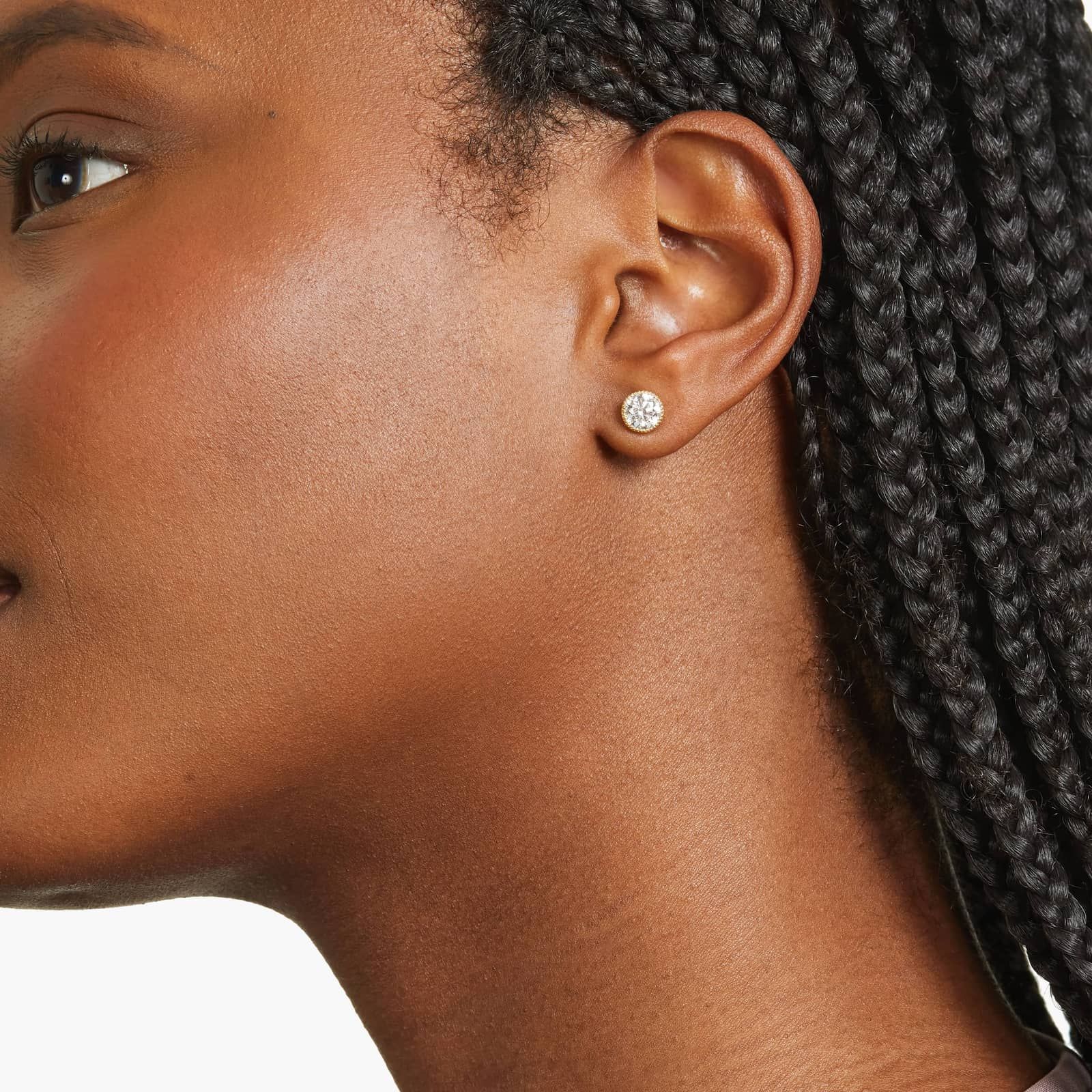 Milgrain Bezel 1.5 CTW Lab-Grown Diamond Stud Earrings In 14K Yellow Gold