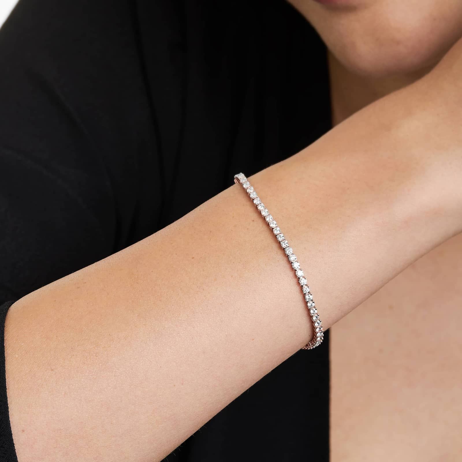 14K Rose Gold Two Prong Diamond Tennis Bracelet (3 CTW - H-I / SI1-SI2)