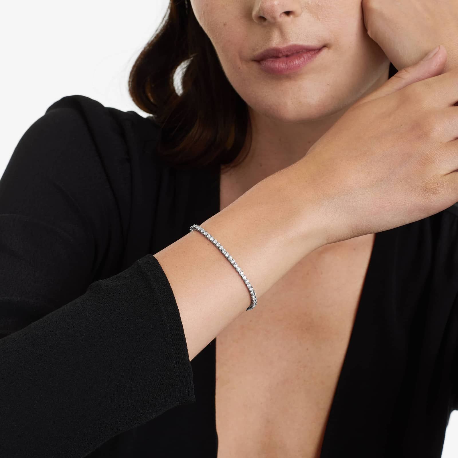 14K White Gold Two Prong Lab-Grown Diamond Tennis Bracelet (3.00 CTW - F-G / VS2-SI1)