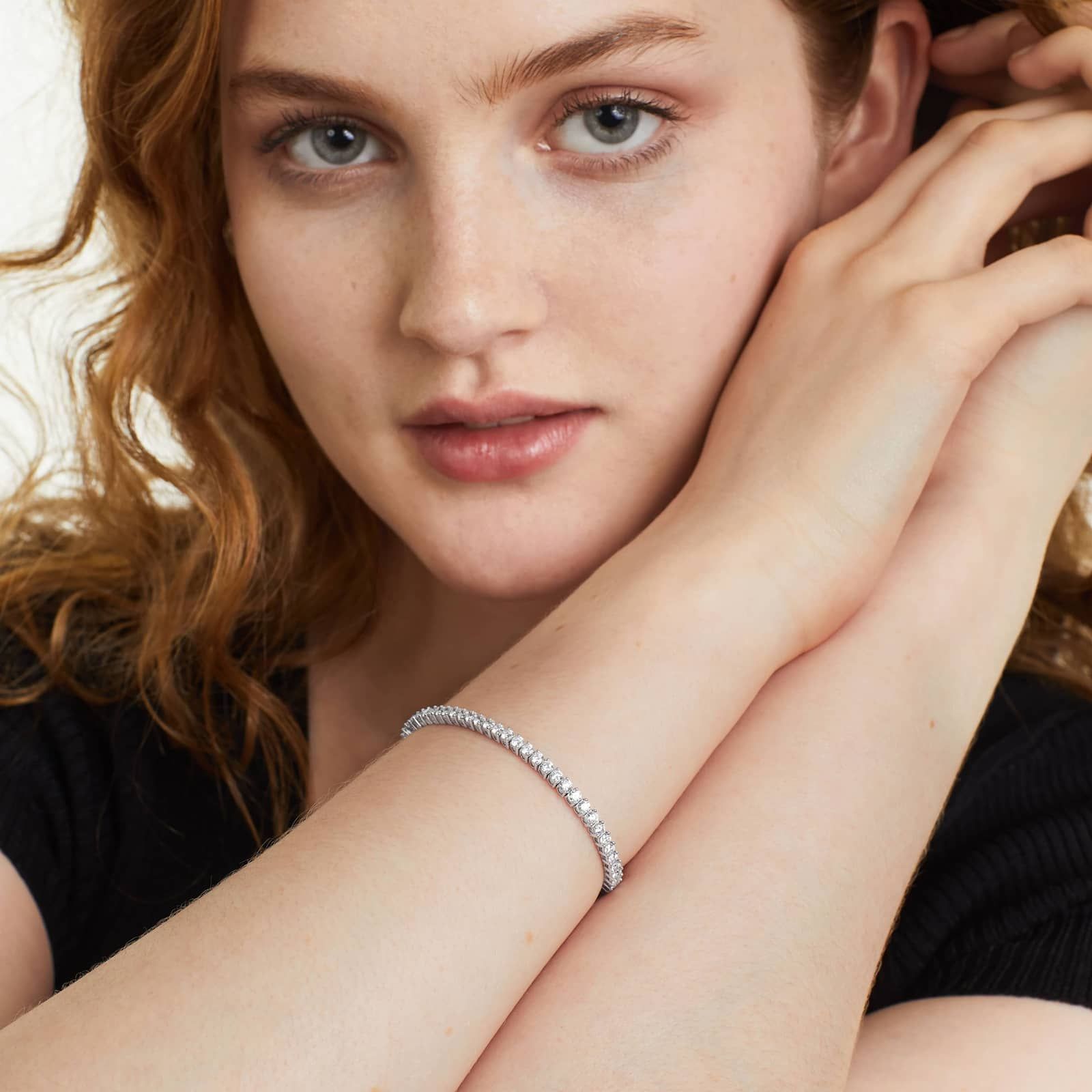 14K White Gold Two Prong Lab-Grown Diamond Tennis Bracelet (4.00 CTW - F-G / VS2-SI1)