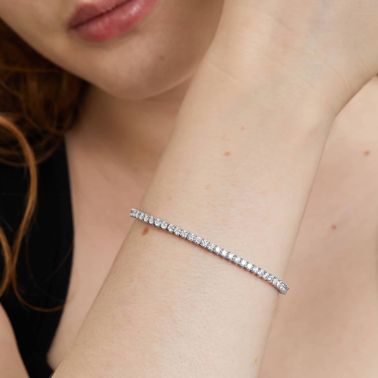 14K White Gold Two Prong Lab-Grown Diamond Tennis Bracelet (4.00 CTW - F-G / VS2-SI1)