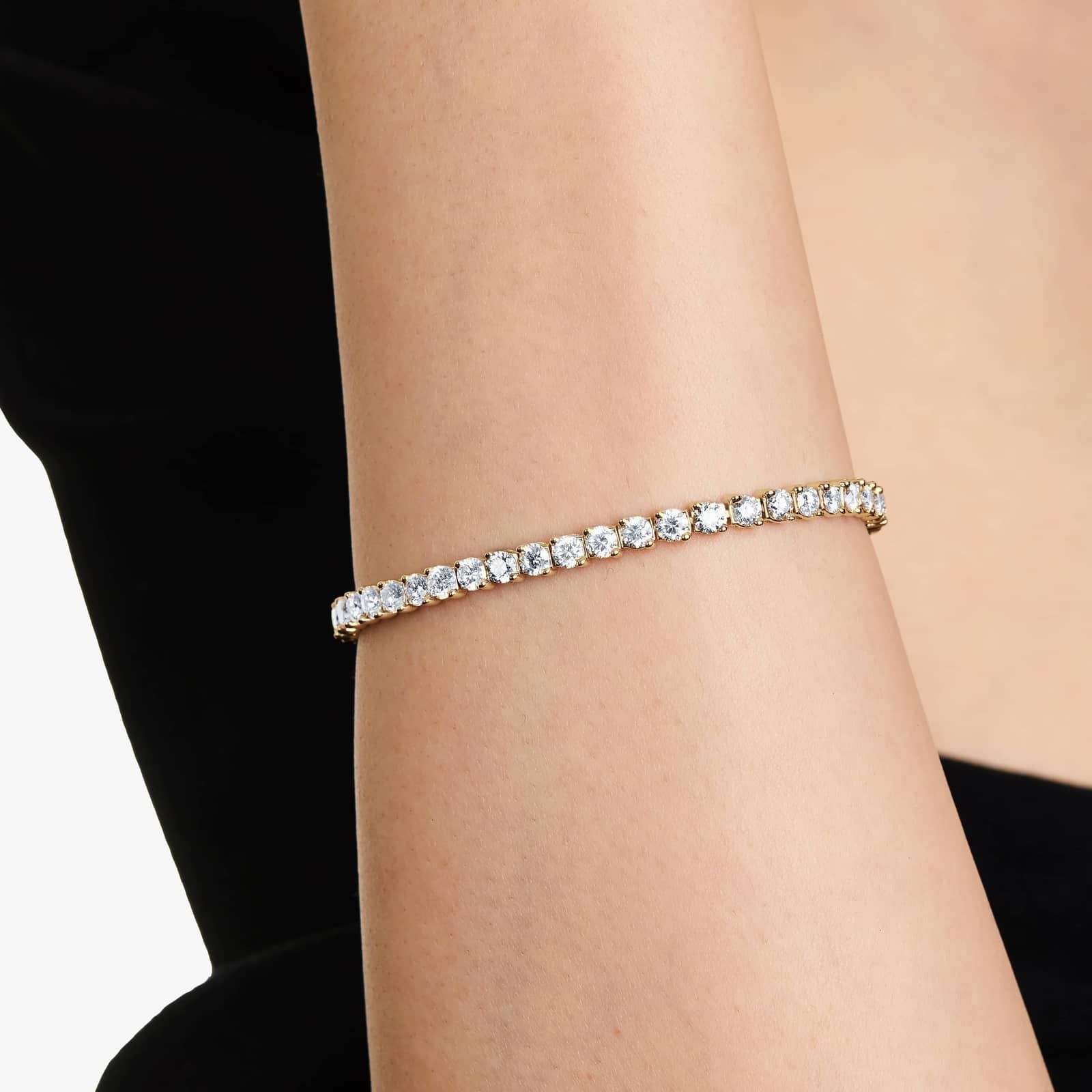 14K Yellow Gold Two Prong Lab-Grown Diamond Tennis Bracelet (8.00 CTW - F-G / VS2-SI1)