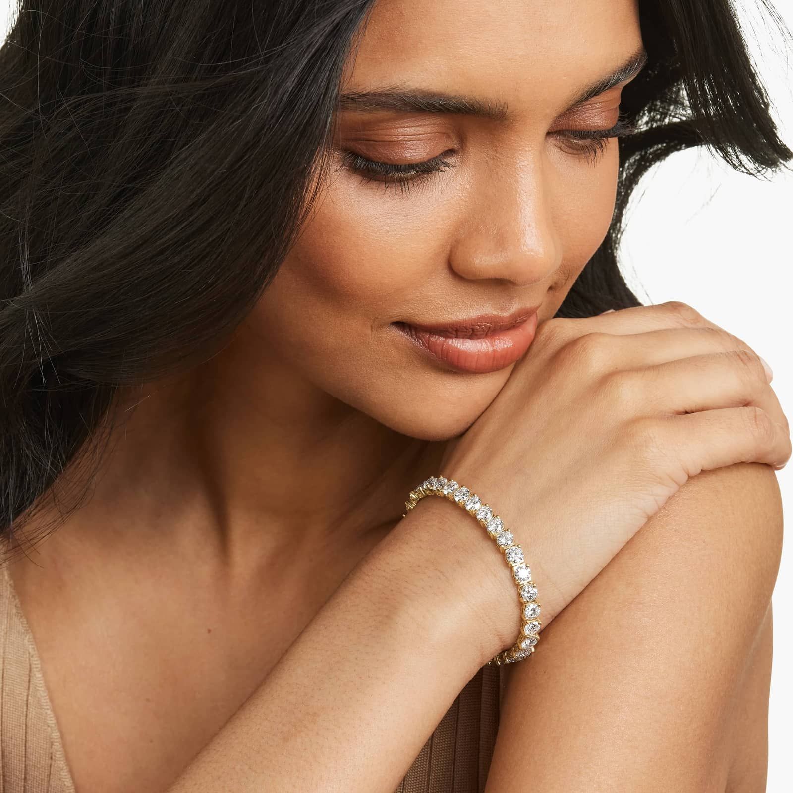 14K Yellow Gold 7 Inch Two Prong Lab-Grown Diamond Tennis Bracelet (15.00 CTW - F-G / VS2-SI1)