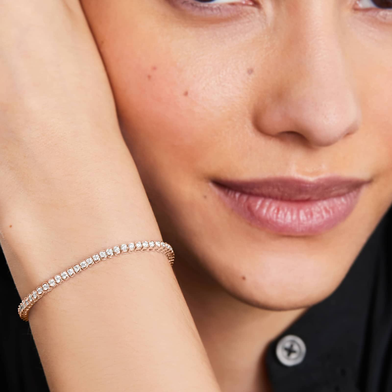 Bezel Tennis Bracelet With 2 CTW Diamonds In 14K Rose Gold