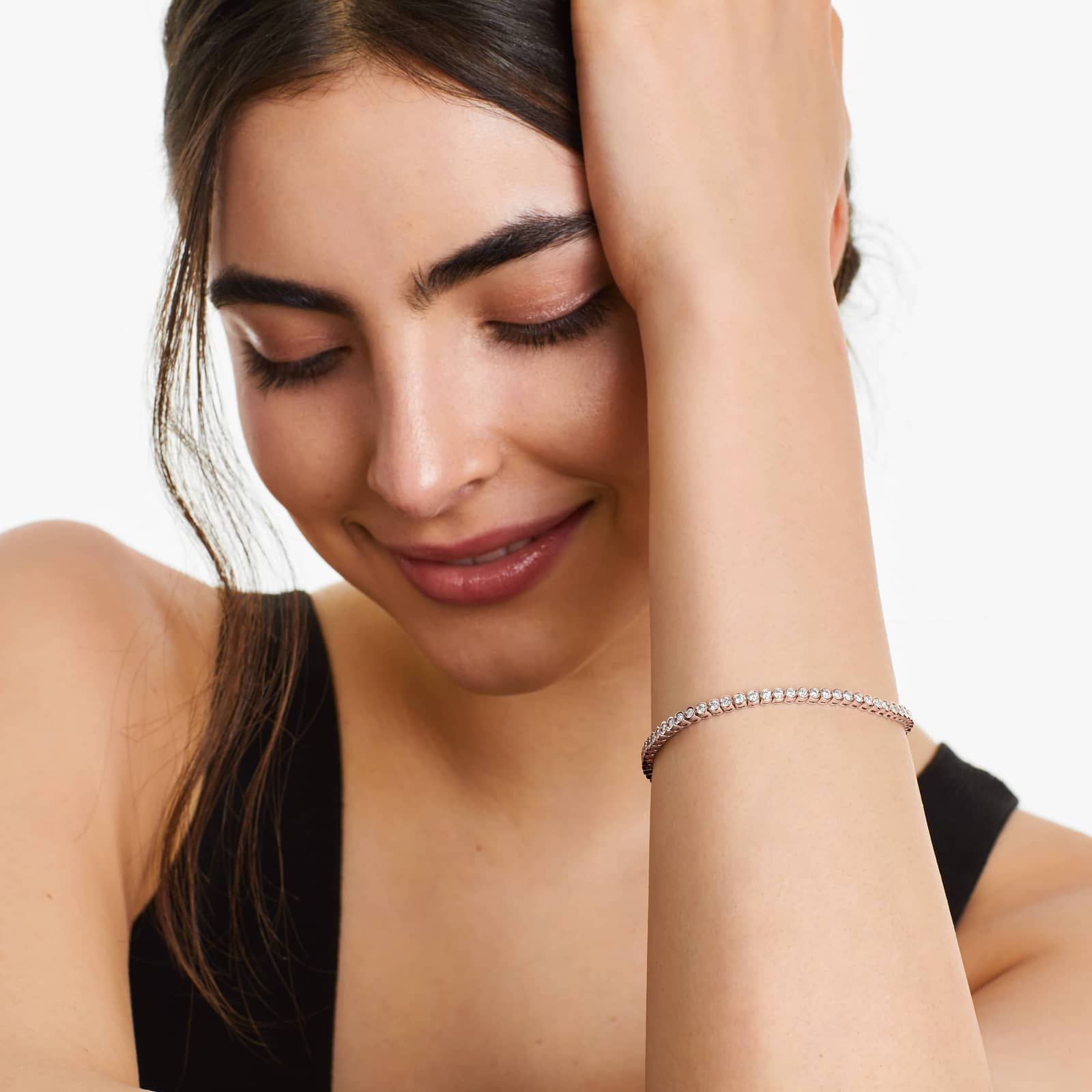 Bezel Tennis Bracelet With 3 CTW Diamonds In 14K Rose Gold