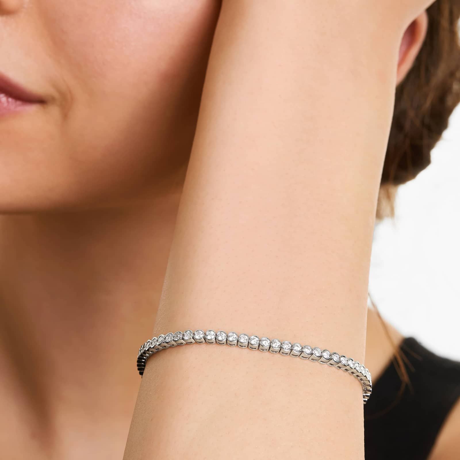 Bezel Tennis Bracelet With 3 CTW Lab-Grown Diamonds In 14K White Gold