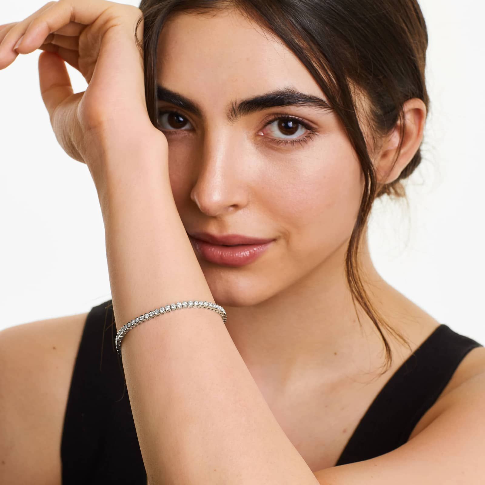 Bezel Tennis Bracelet With 3 CTW Lab-Grown Diamonds In 14K White Gold