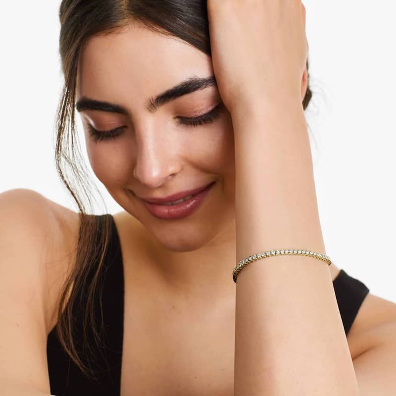 Bezel Tennis Bracelet With 3 CTW Lab-Grown Diamonds In 14K Yellow Gold