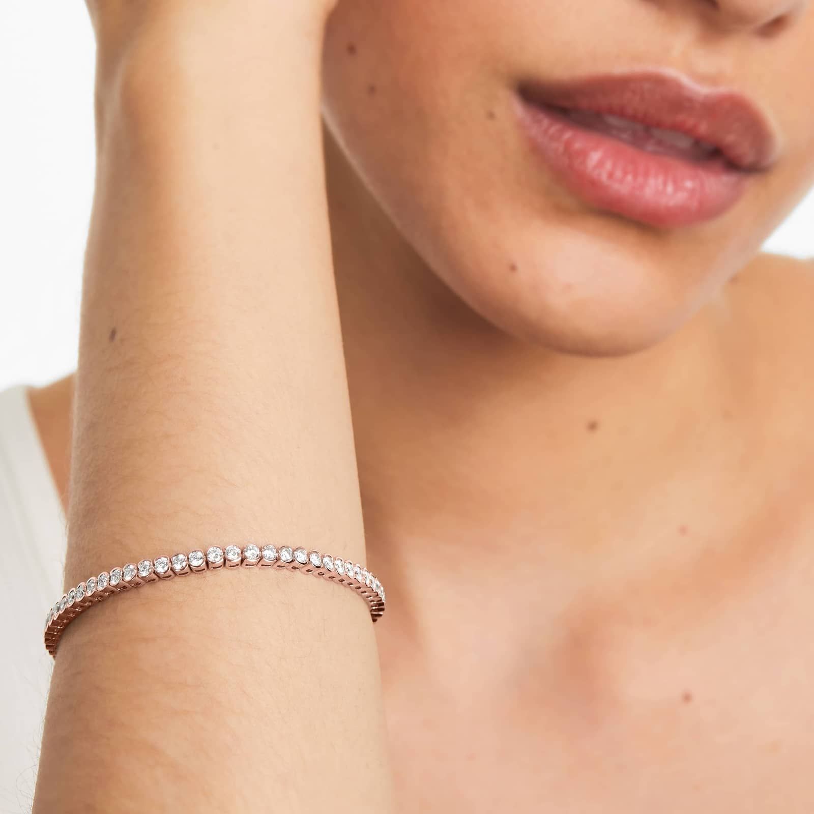 Bezel Tennis Bracelet With 4 CTW Diamonds In 14K Rose Gold