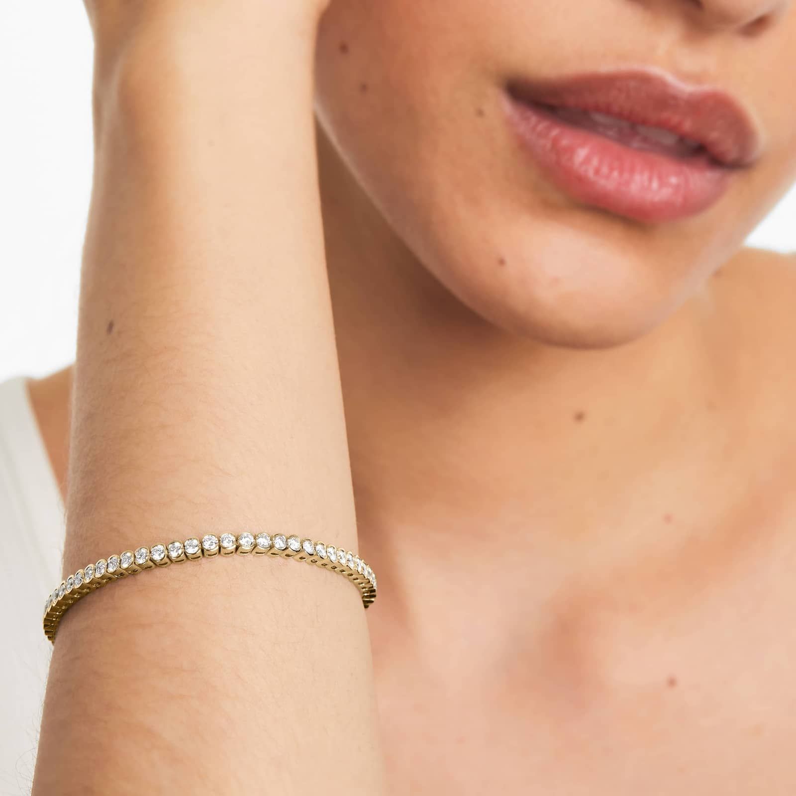 Bezel Tennis Bracelet With 4 CTW Lab-Grown Diamonds In 14K Yellow Gold