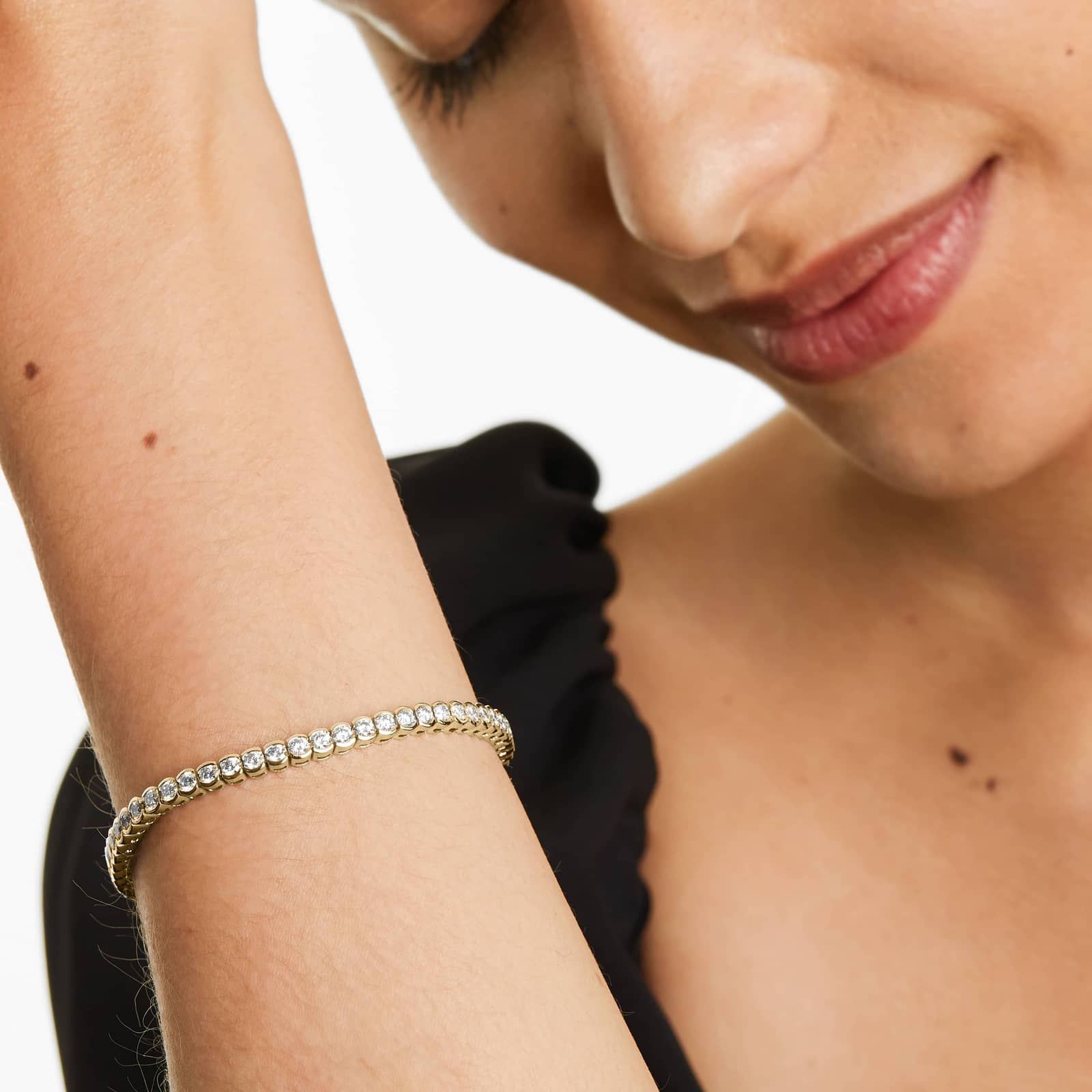 Bezel Tennis Bracelet With 5 CTW Lab-Grown Diamonds In 14K Yellow Gold