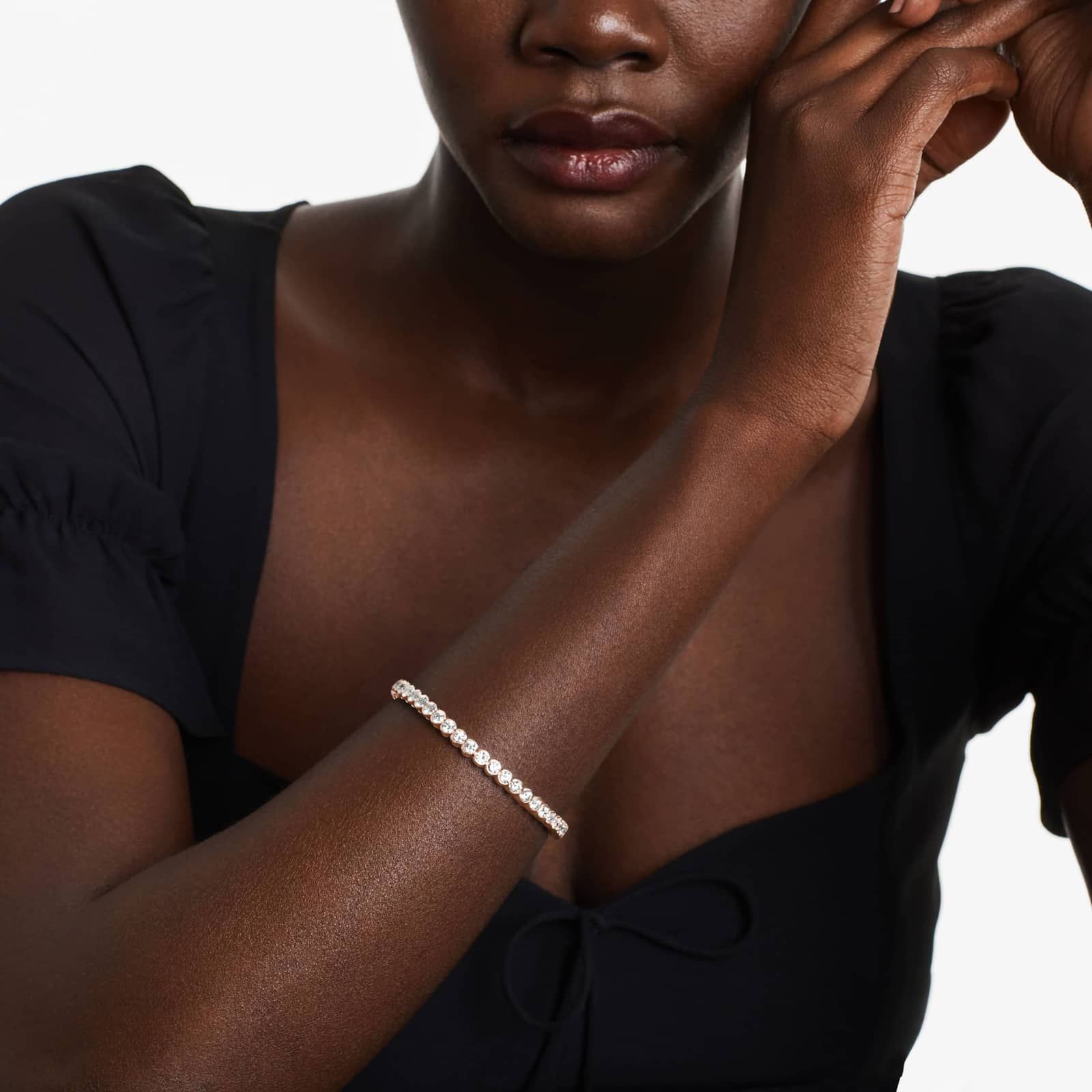 Bezel Tennis Bracelet With 8 CTW Diamonds In 14K Rose Gold