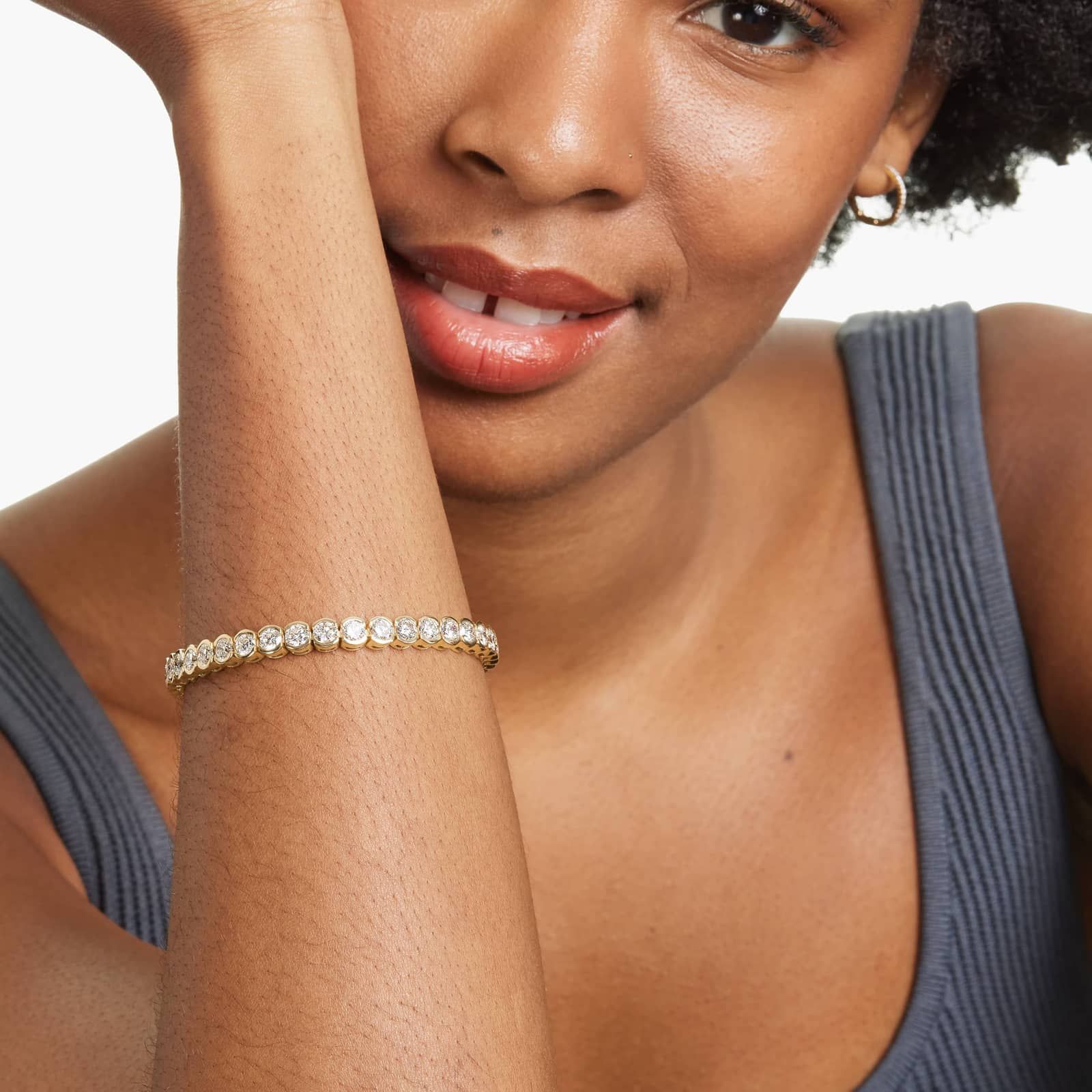 Bezel Tennis Bracelet With 12 CTW Lab-Grown Diamonds In 14K Yellow Gold (7")