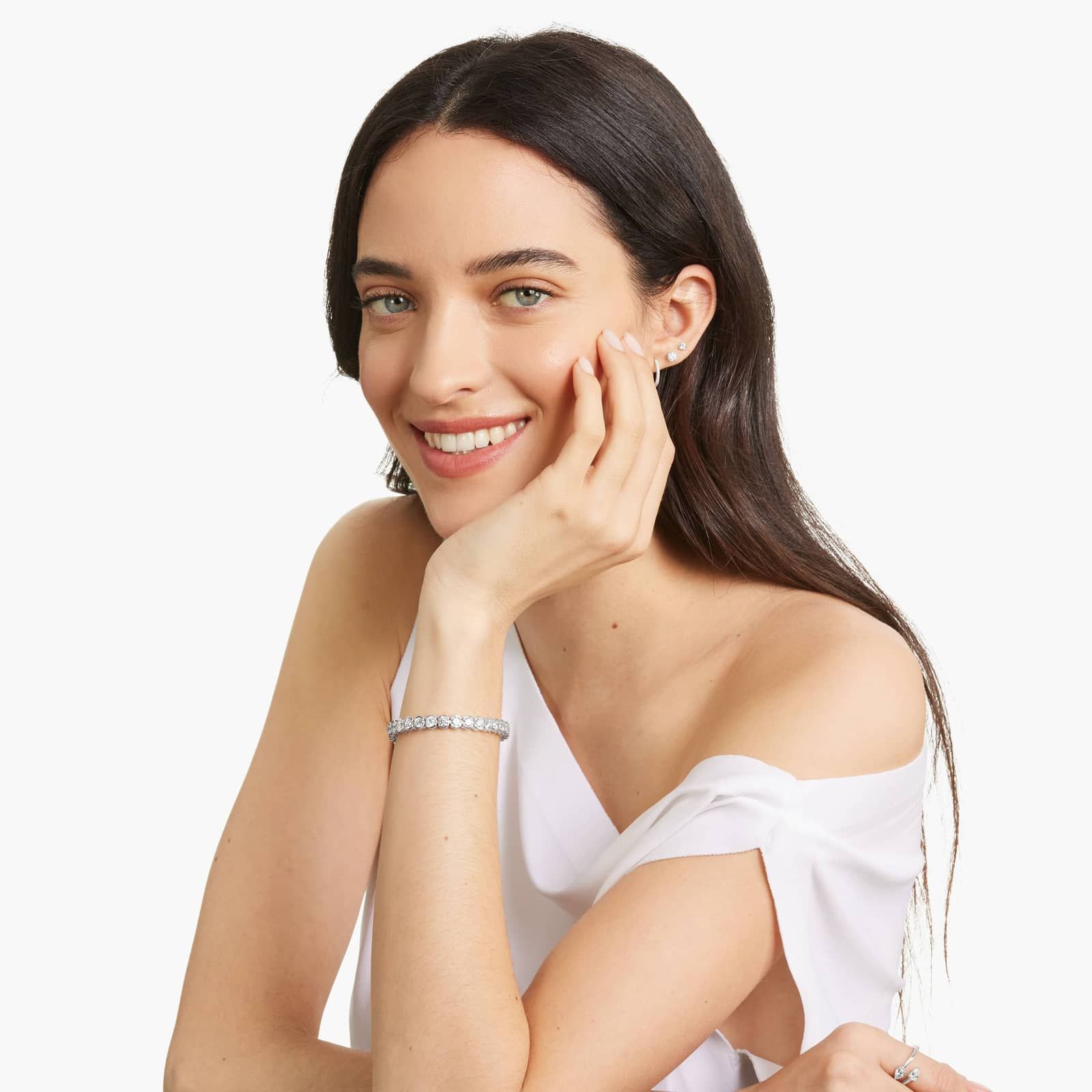 Bezel Tennis Bracelet With 15 CTW Lab-Grown Diamonds In 14K White Gold (7")