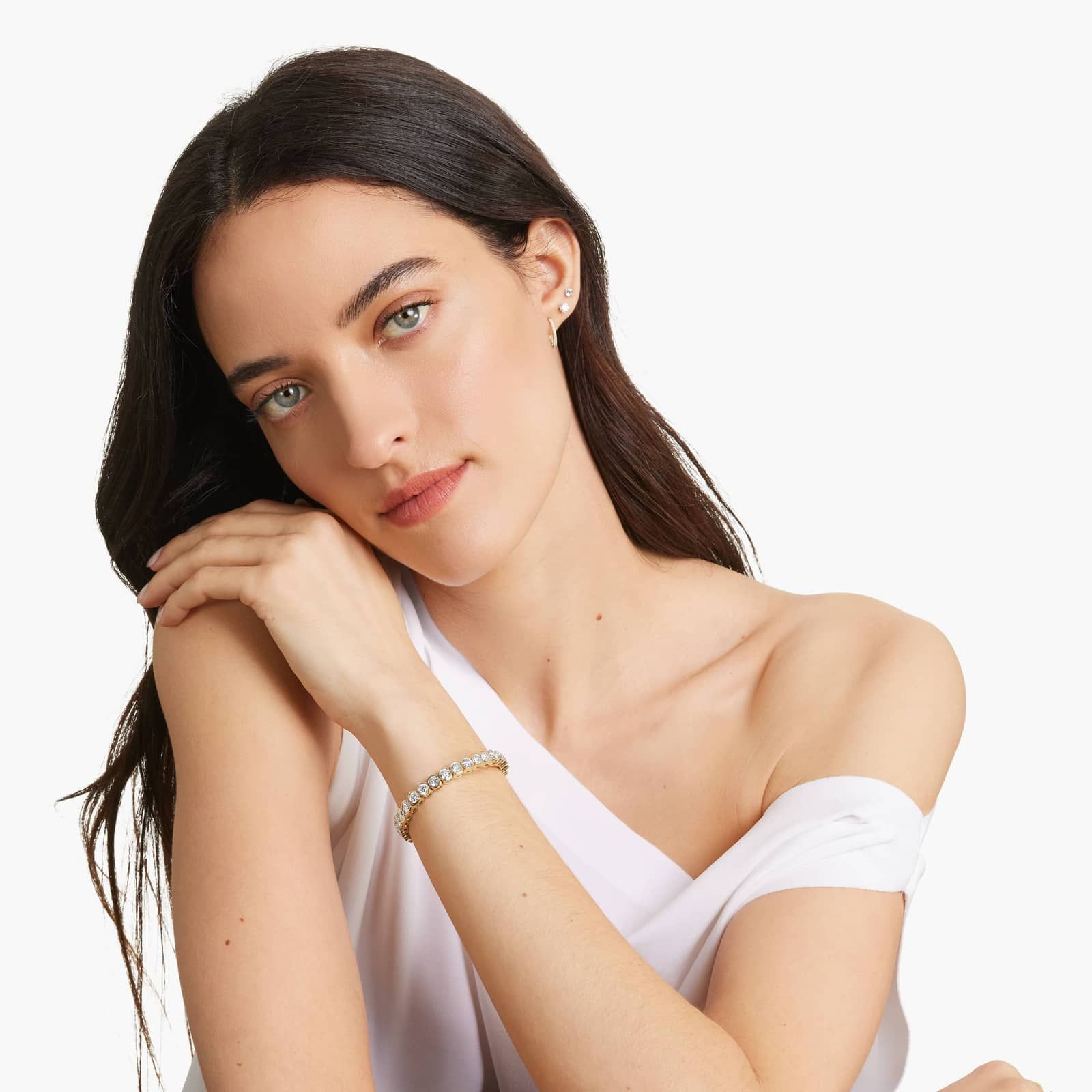 Bezel Tennis Bracelet With 15 CTW Lab-Grown Diamonds In 14K Yellow Gold (7")