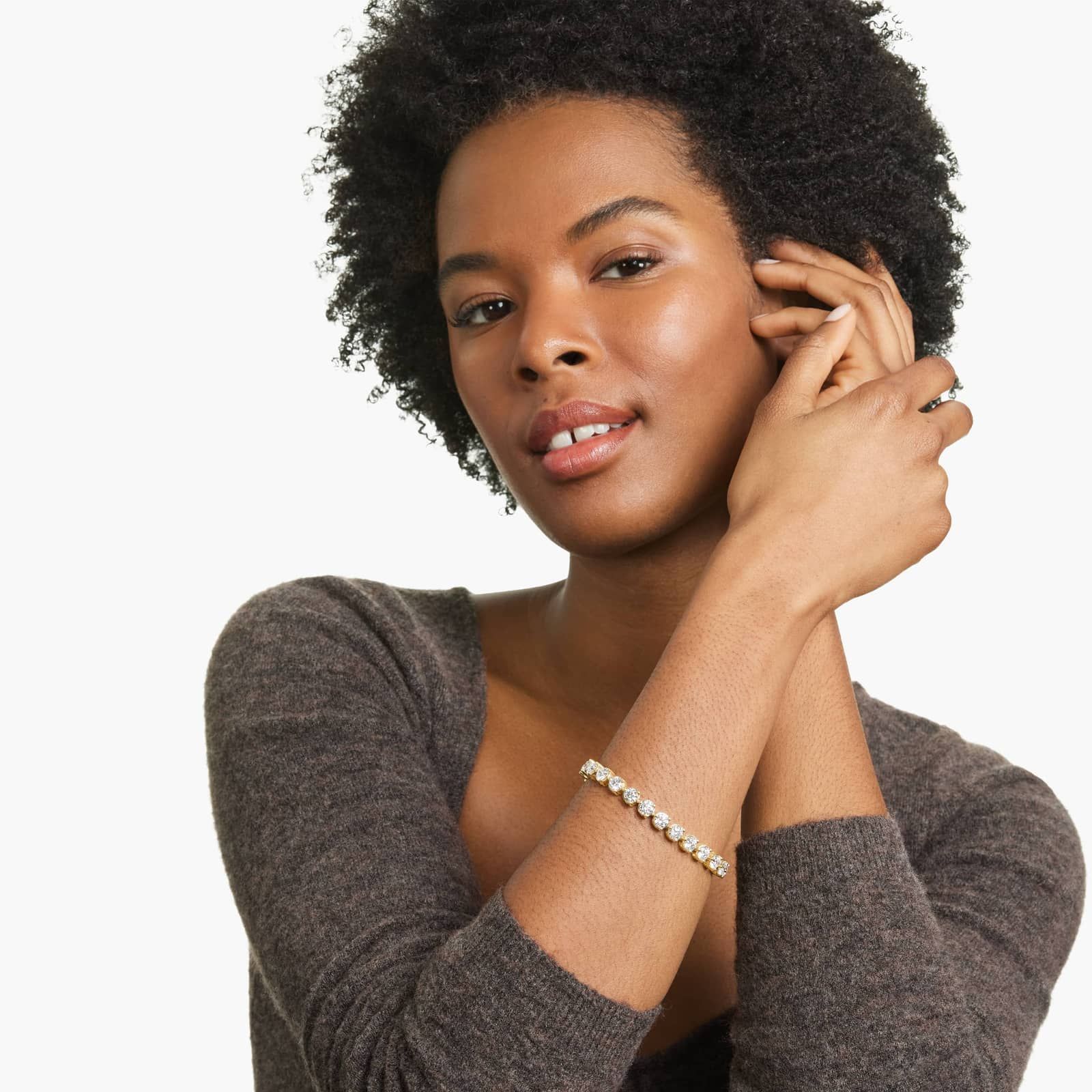 Flower Clasp Tennis Bracelet With 15 CTW Lab-Grown Diamonds In 14K Yellow Gold (7")