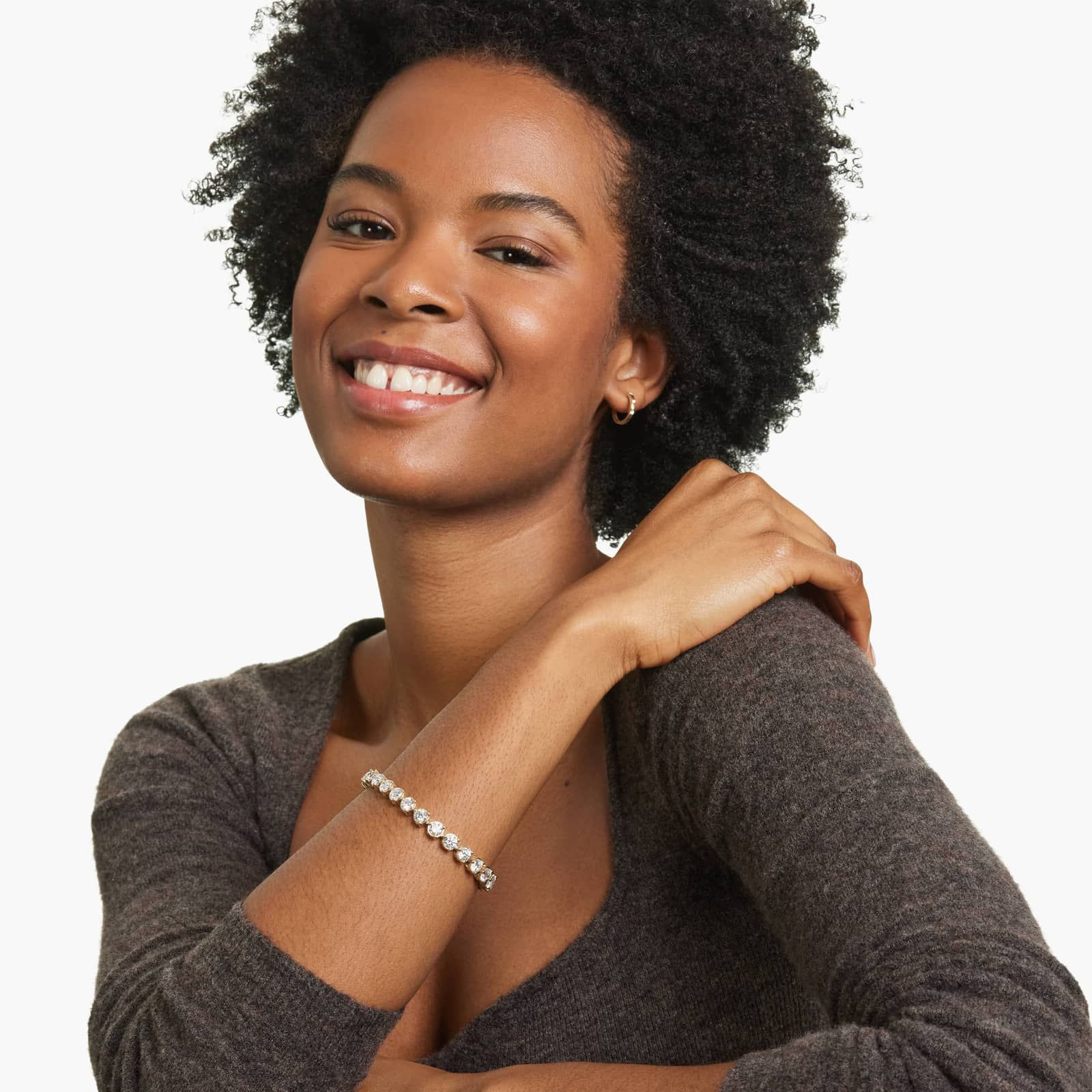 Flower Clasp Tennis Bracelet With 15 CTW Lab-Grown Diamonds In 14K Yellow Gold (7")