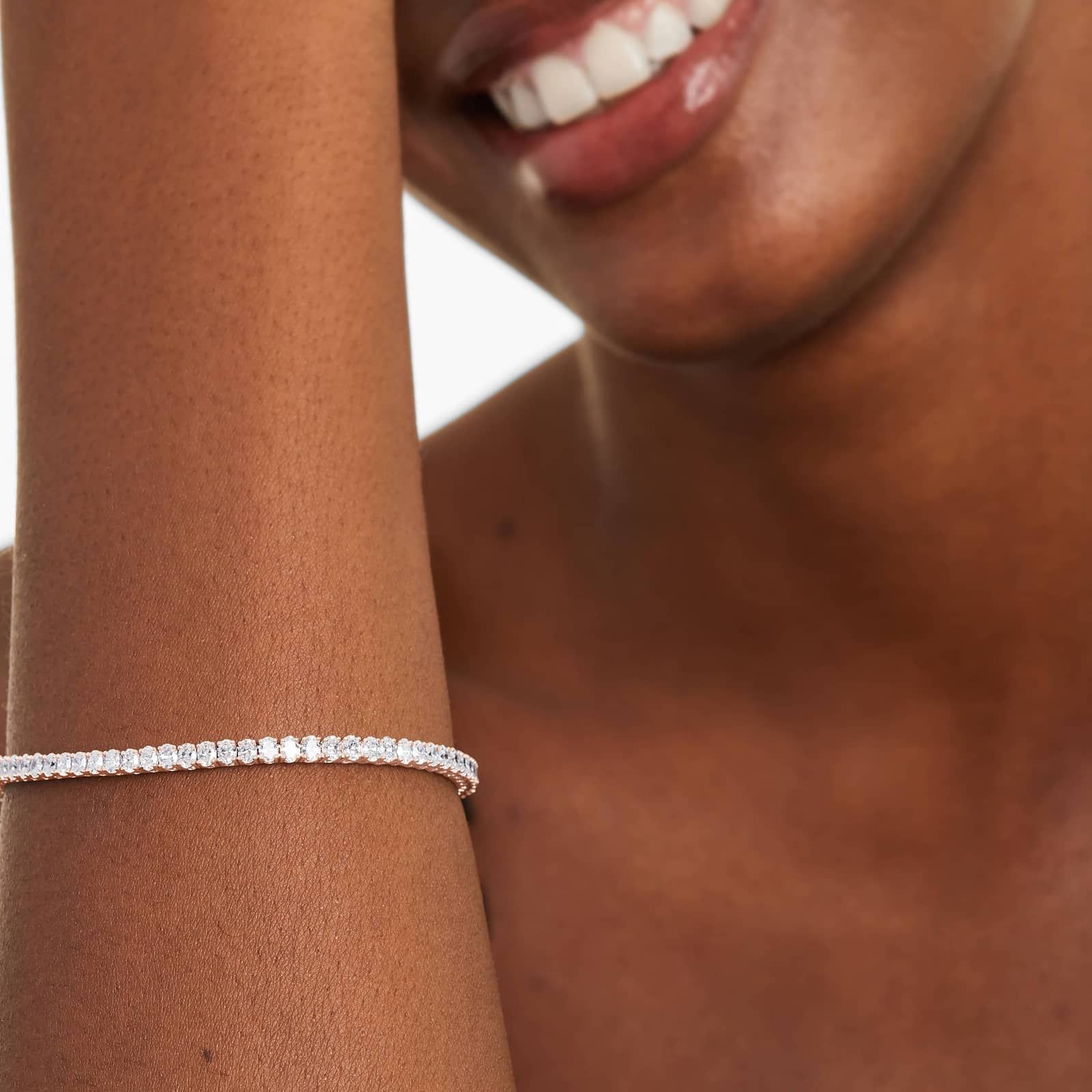 Tennis Bracelet With 5 CTW Oval Cut Diamonds In 14K Rose Gold