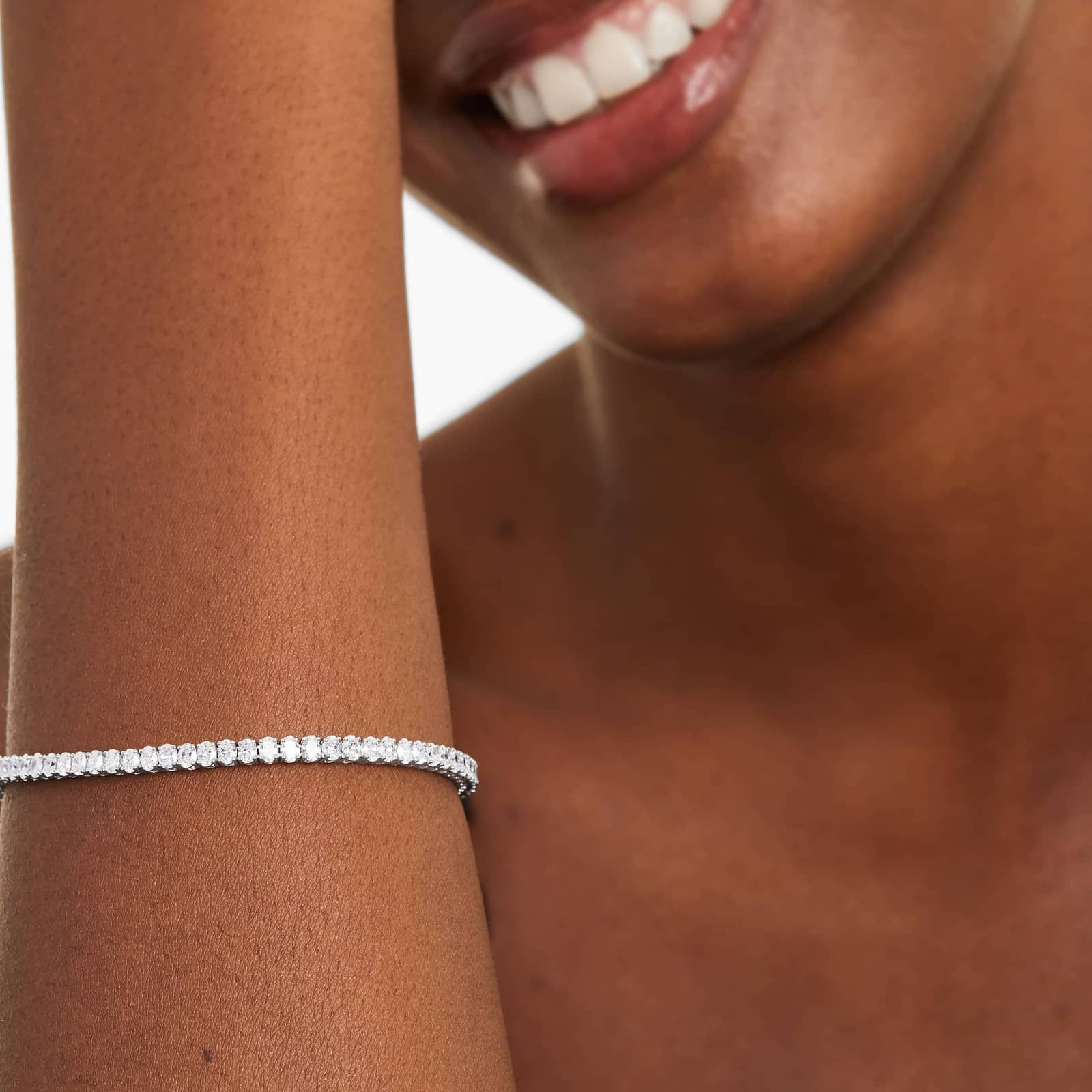 Tennis Bracelet With 5 CTW Oval Cut Lab-Grown Diamonds In 14K White Gold