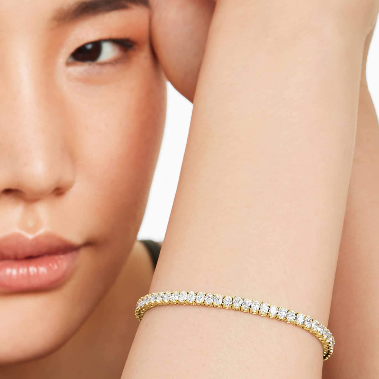 Tennis Bracelet With 8 CTW Oval Cut Lab-Grown Diamonds In 14K Yellow Gold