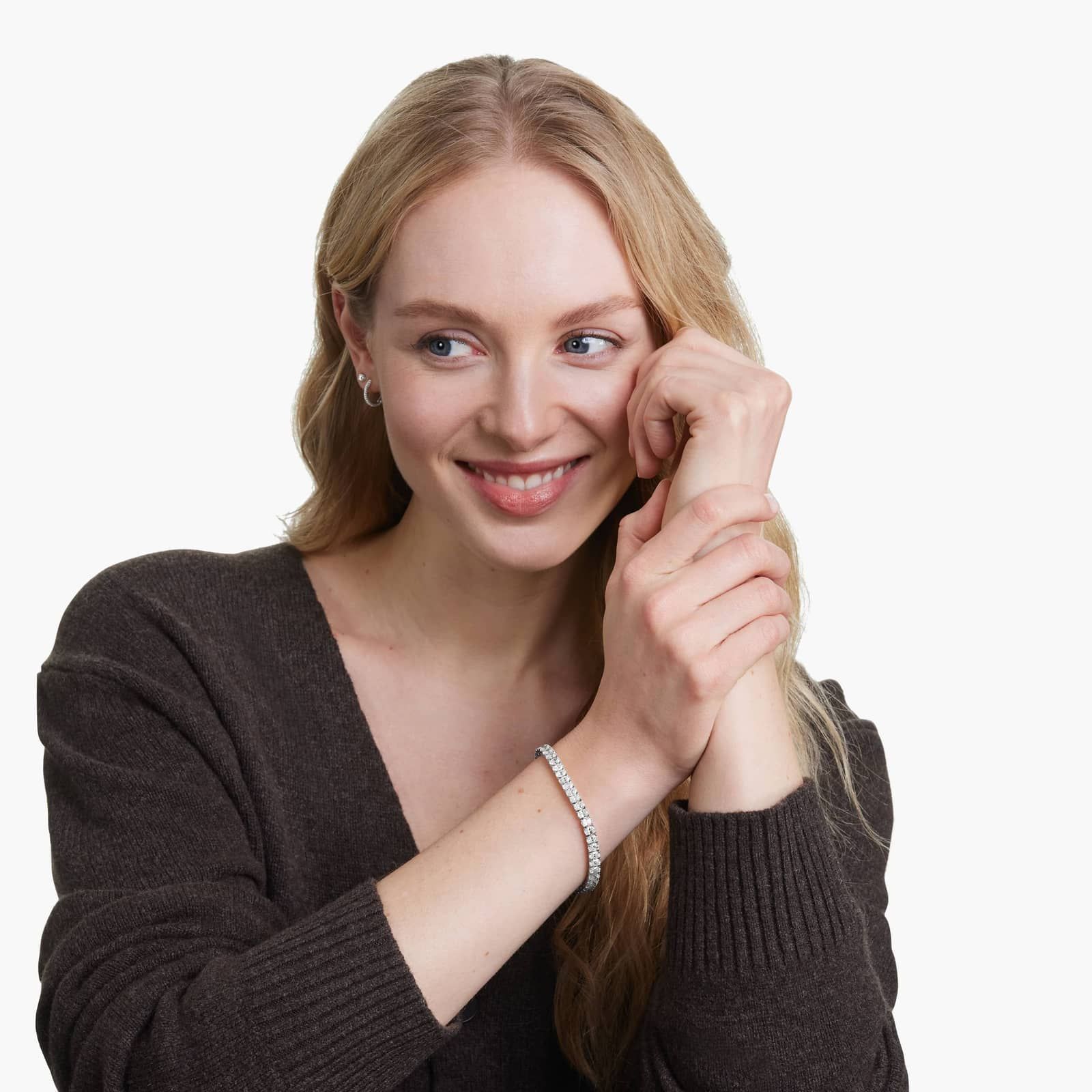 Tennis Bracelet With 12 CTW Oval Cut Lab-Grown Diamonds In 14K White Gold