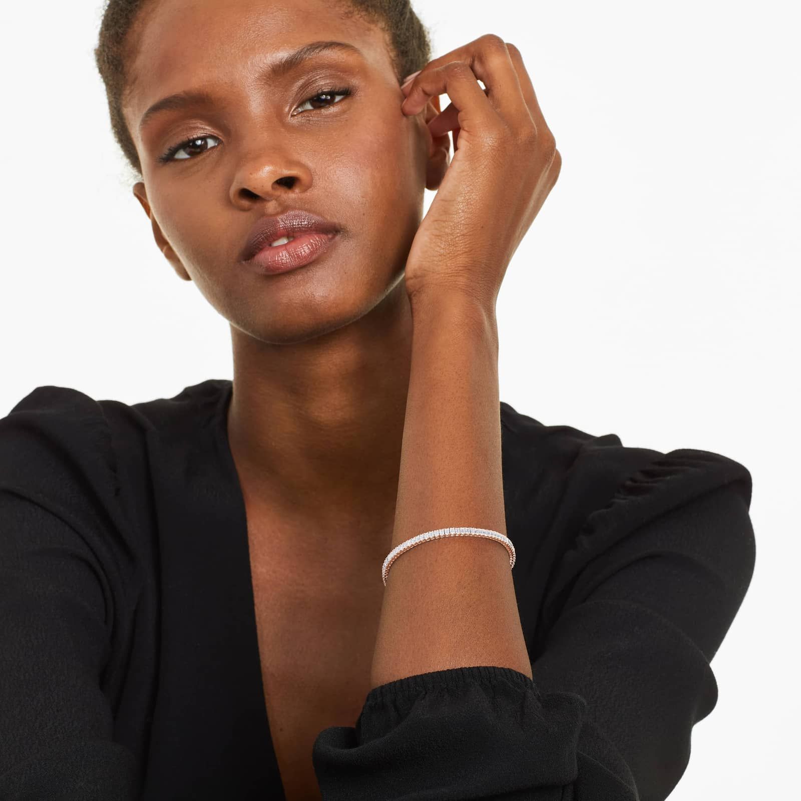 Tennis Bracelet With 5 CTW Emerald Cut Diamonds In 14K Rose Gold (7")