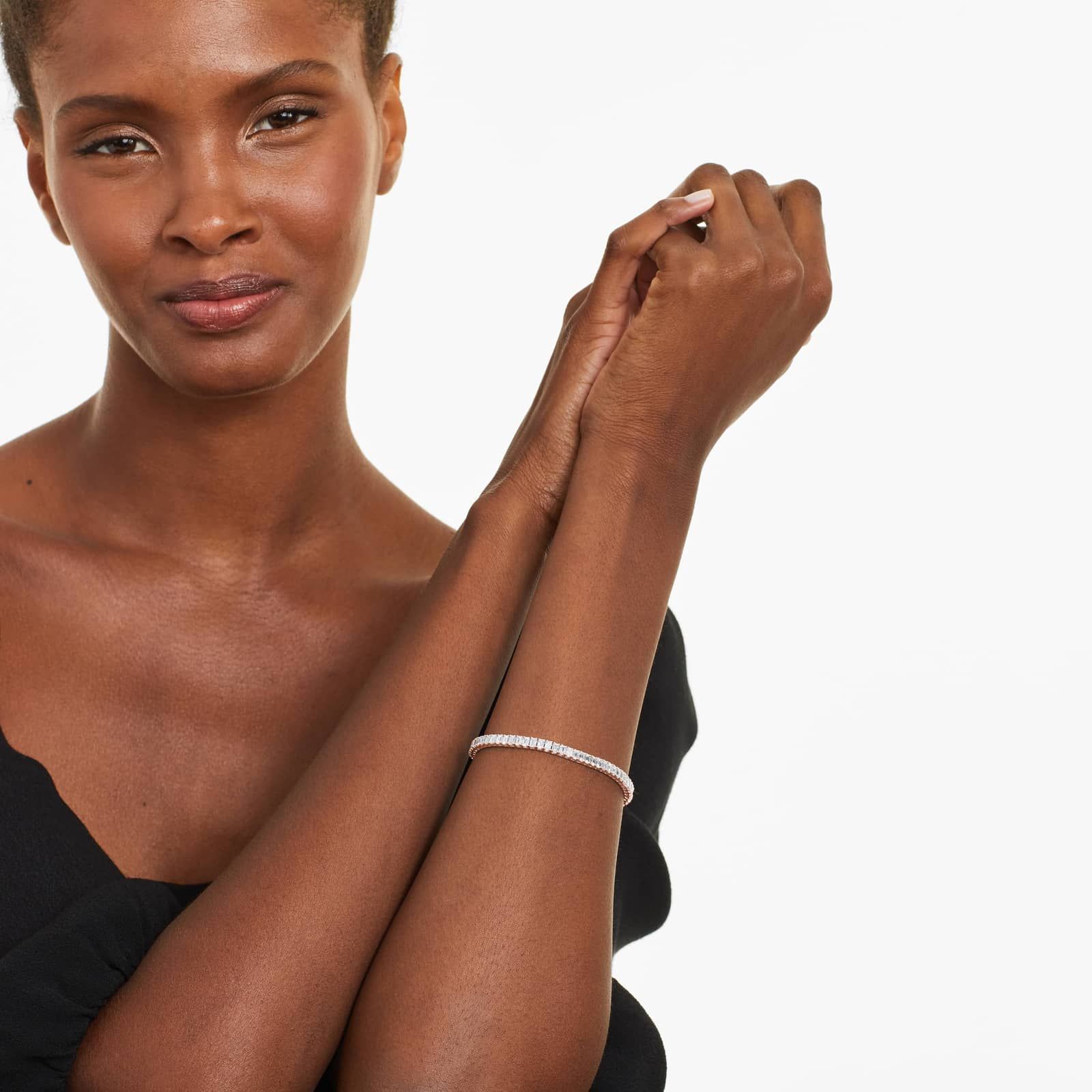 Tennis Bracelet With 8 CTW Emerald Cut Diamonds In 14K Rose Gold (7")