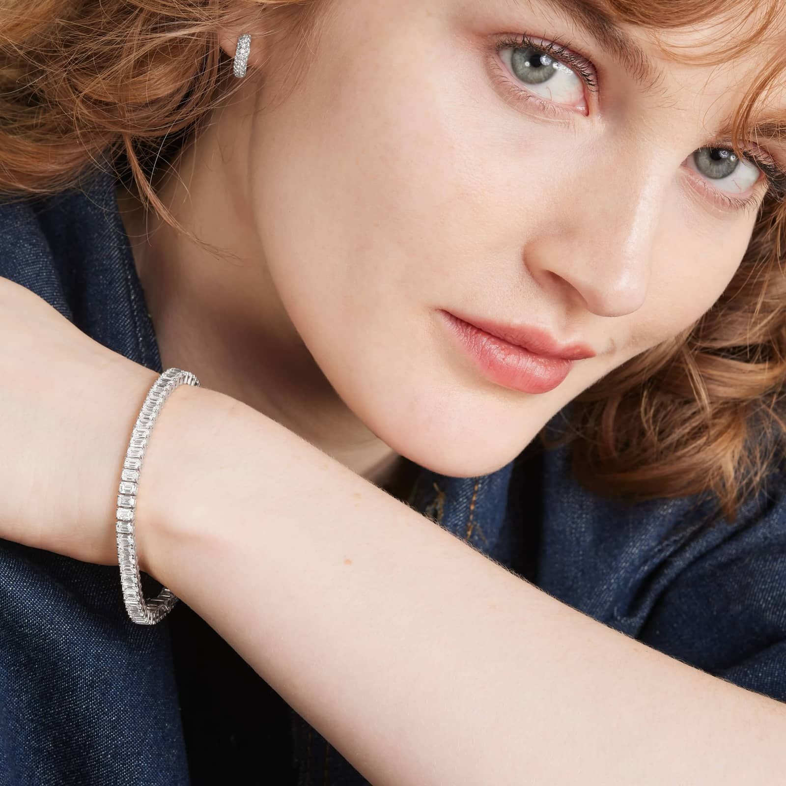 Tennis Bracelet With 12 CTW Emerald Cut Lab-Grown Diamonds In 14K White Gold (7")