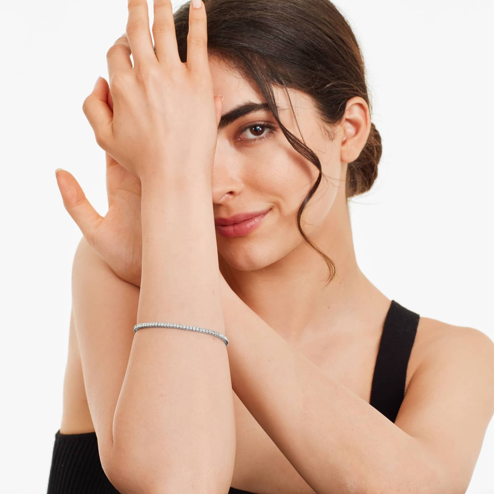 Tennis Bracelet With 5 CTW Princess Cut Lab-Grown Diamonds In 14K White Gold