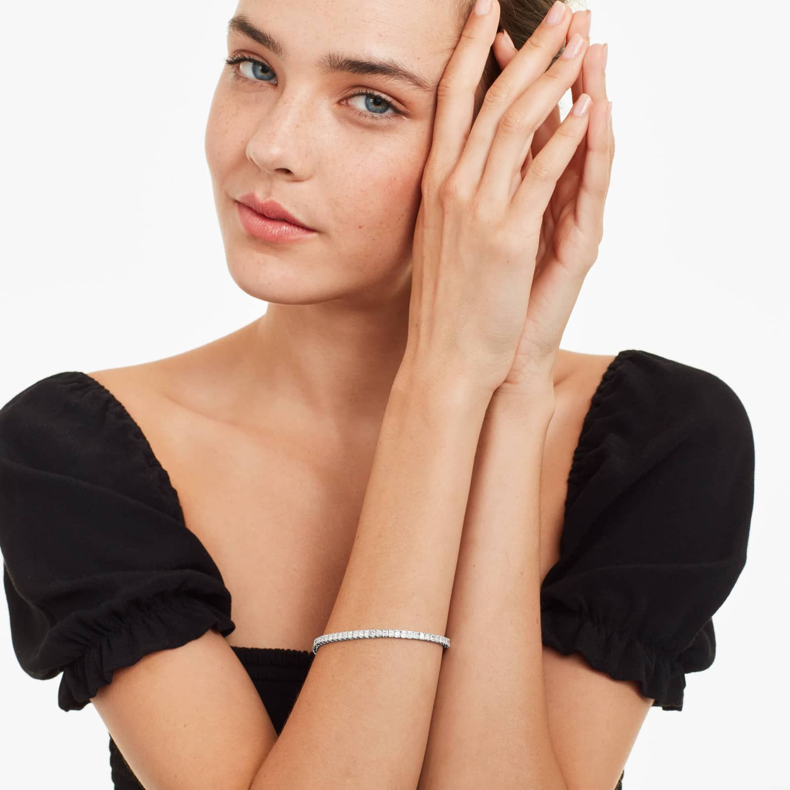 Tennis Bracelet With 6.5 CTW Princess Cut Lab-Grown Diamonds In 14K White Gold